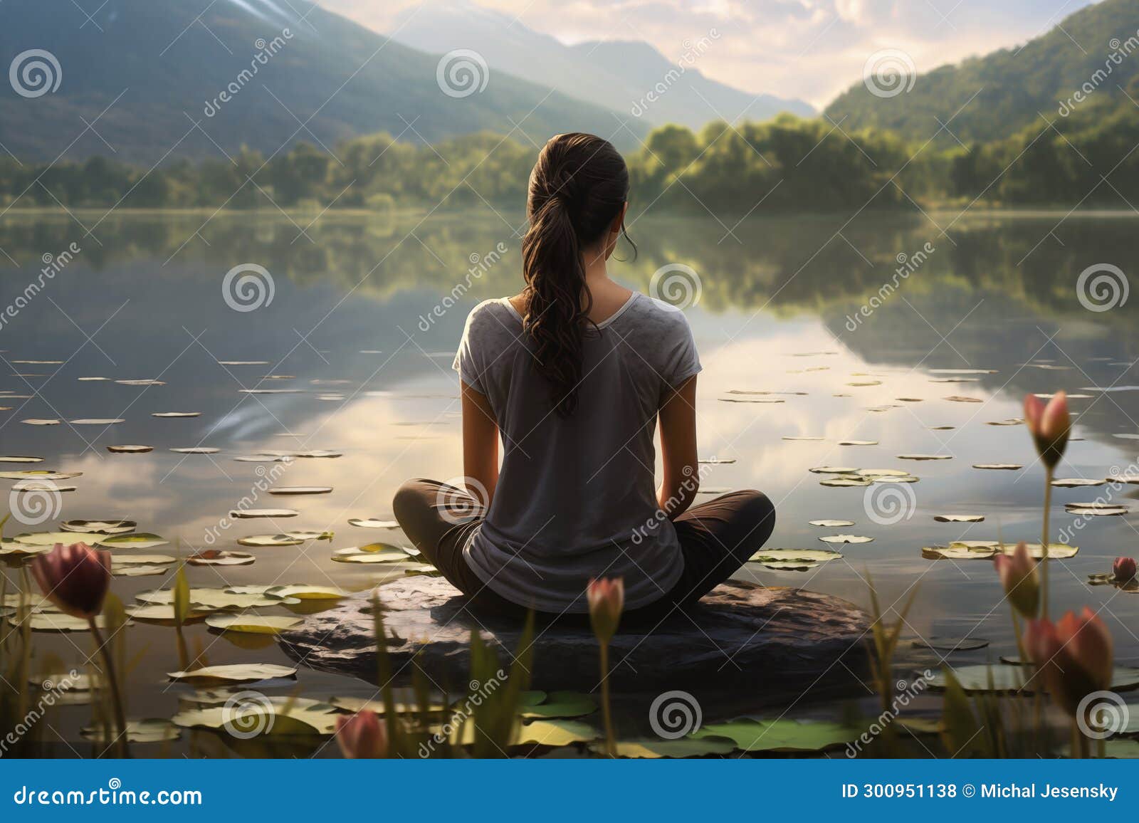 Healthy Woman Doing Yoga Exercise In The Beautiful Nature On The