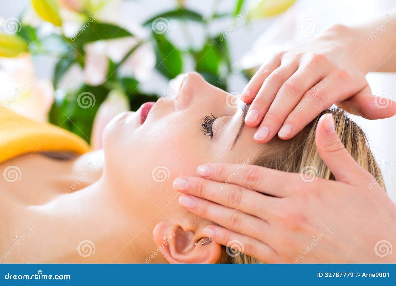 Wellness Woman Getting Head Massage In Spa Stock Image Image Of