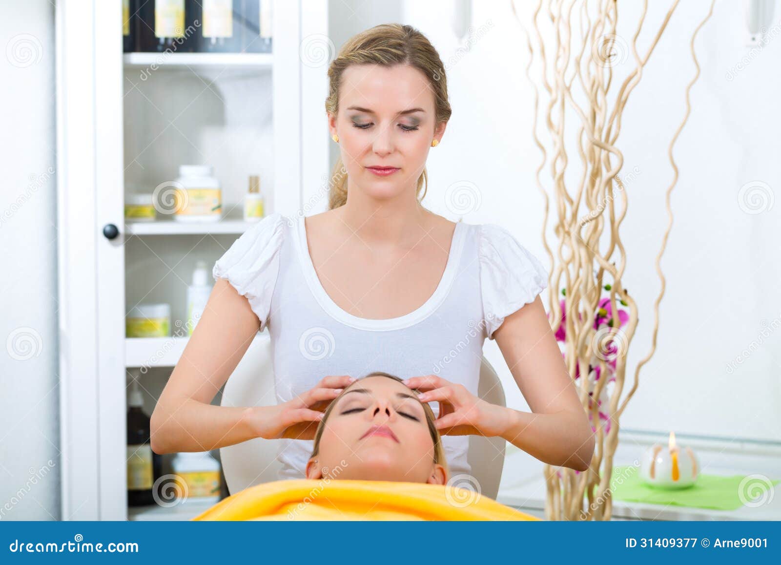 Wellness Woman Getting Head Massage In Spa Stock Image Image Of