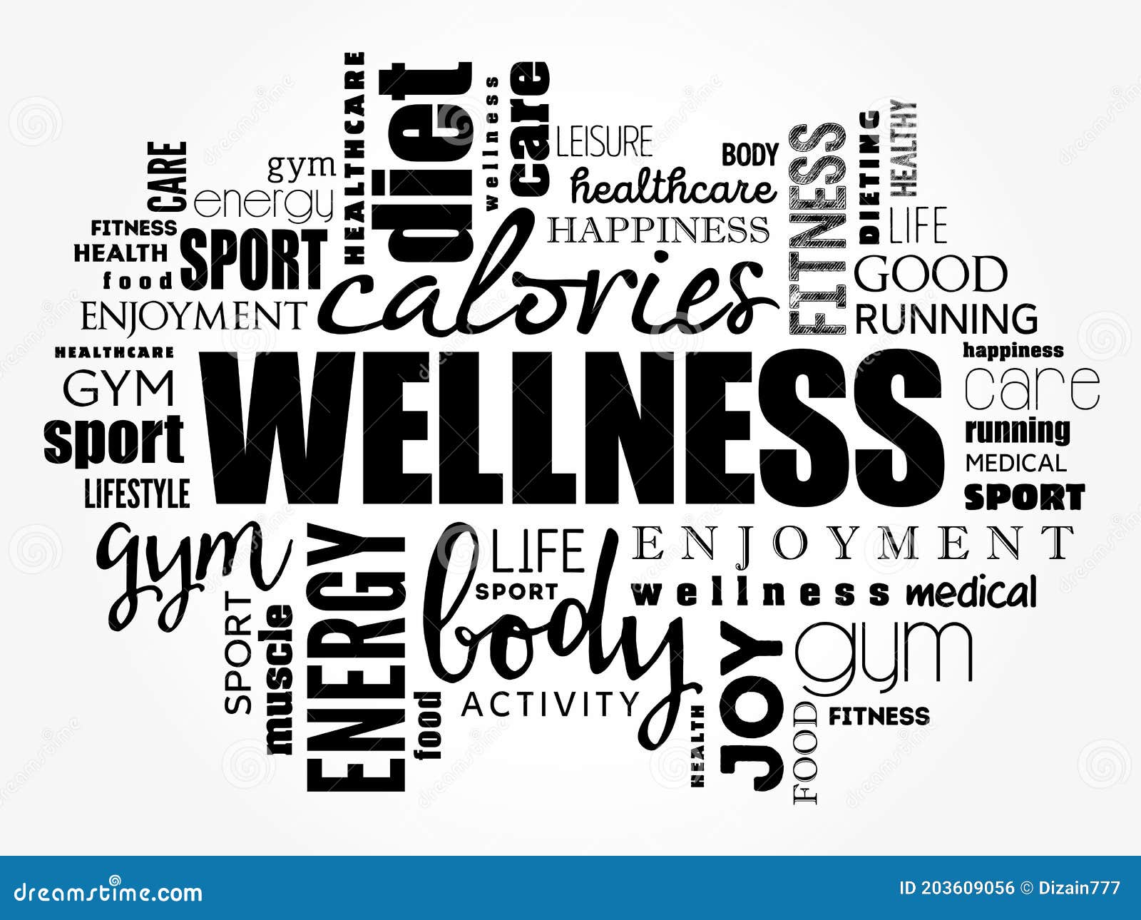 Wellness Word Cloud Collage Stock Illustration Illustration of care