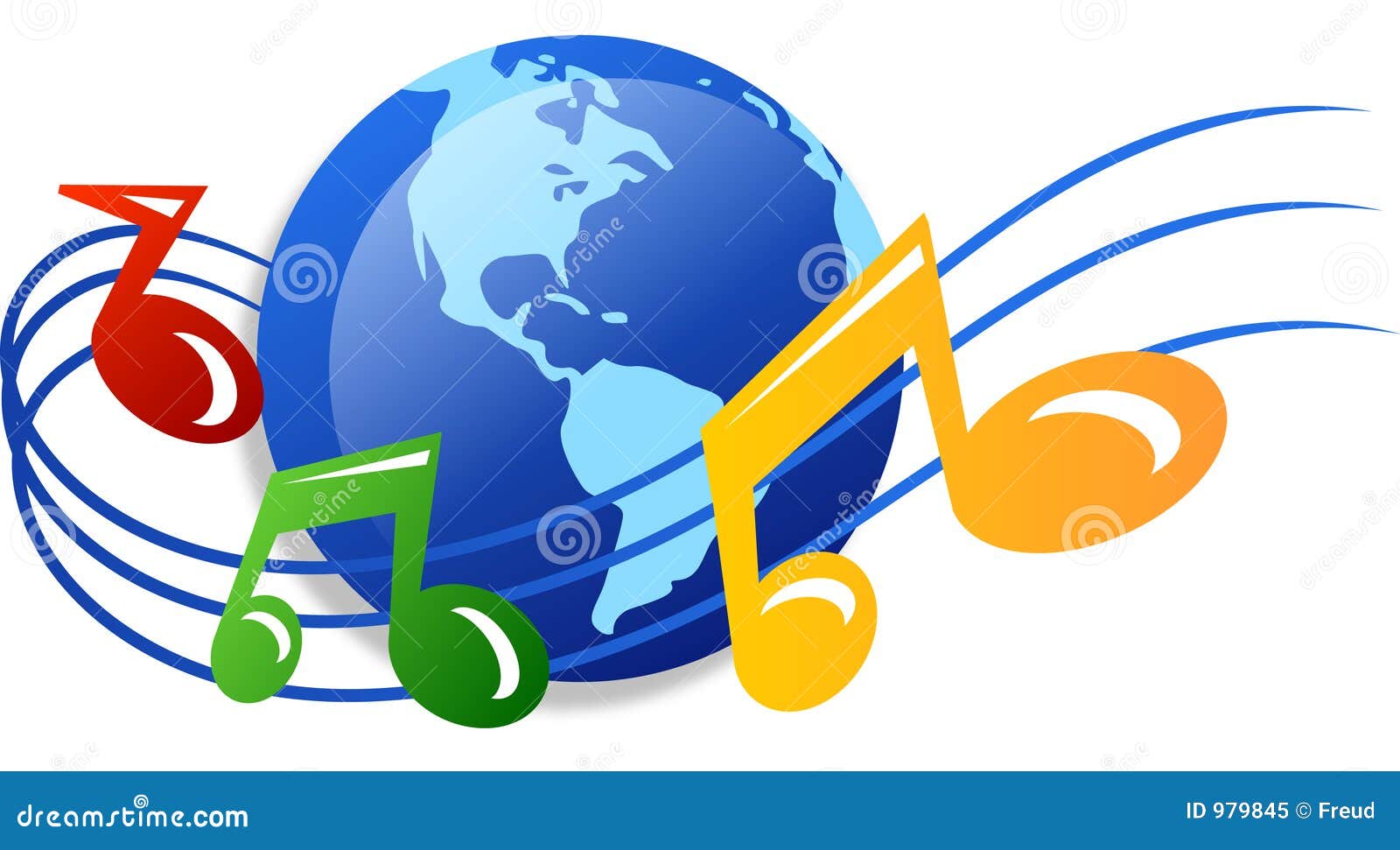 Welt von Musik stock abbildung. Illustration von clef, karikatur 979845