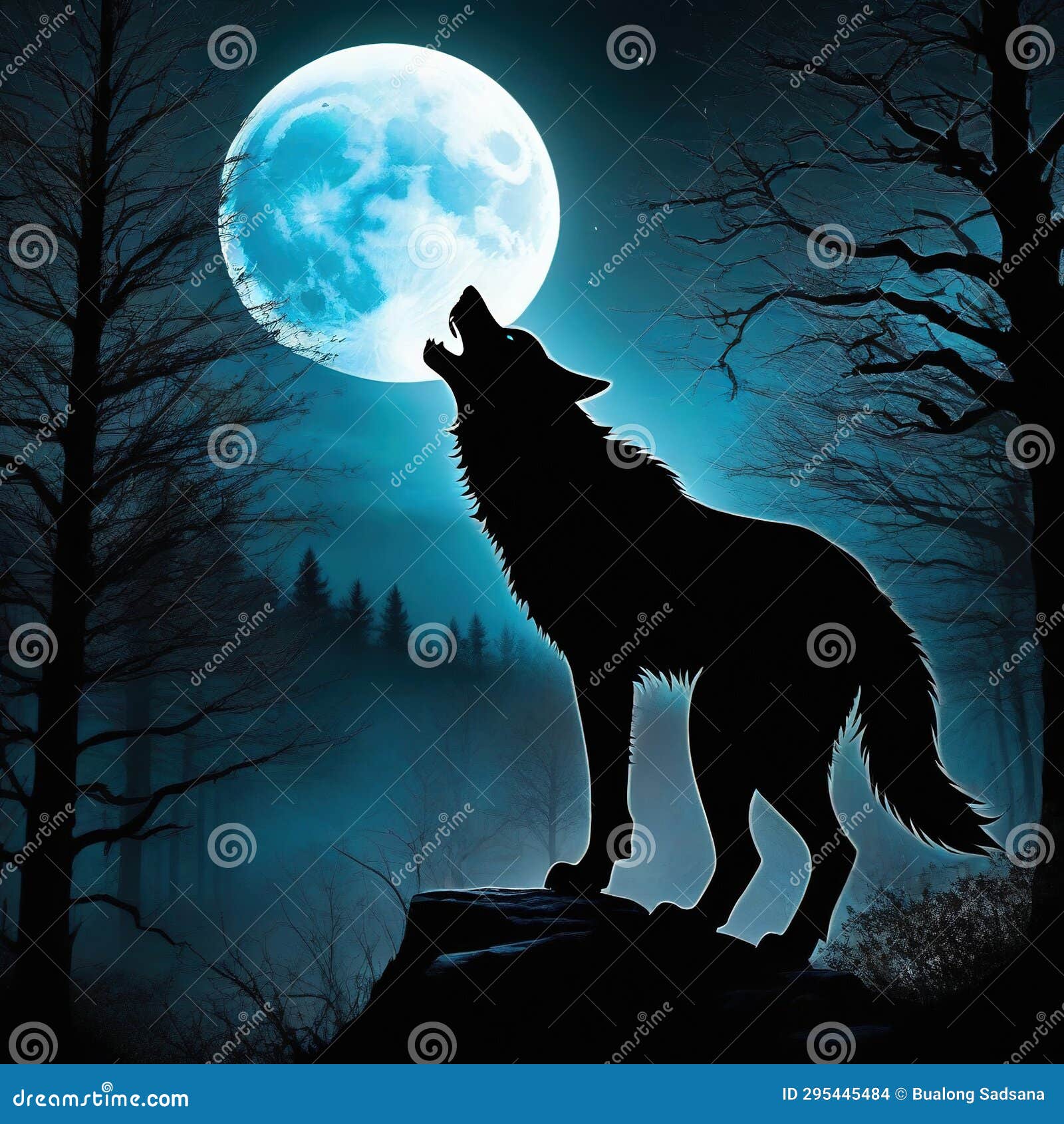 Werewolf Howling at the Moon in a Forest with Twisted Trees Stock  Illustration - Illustration of mystery, imagine: 295445484, image size:1600x1690
