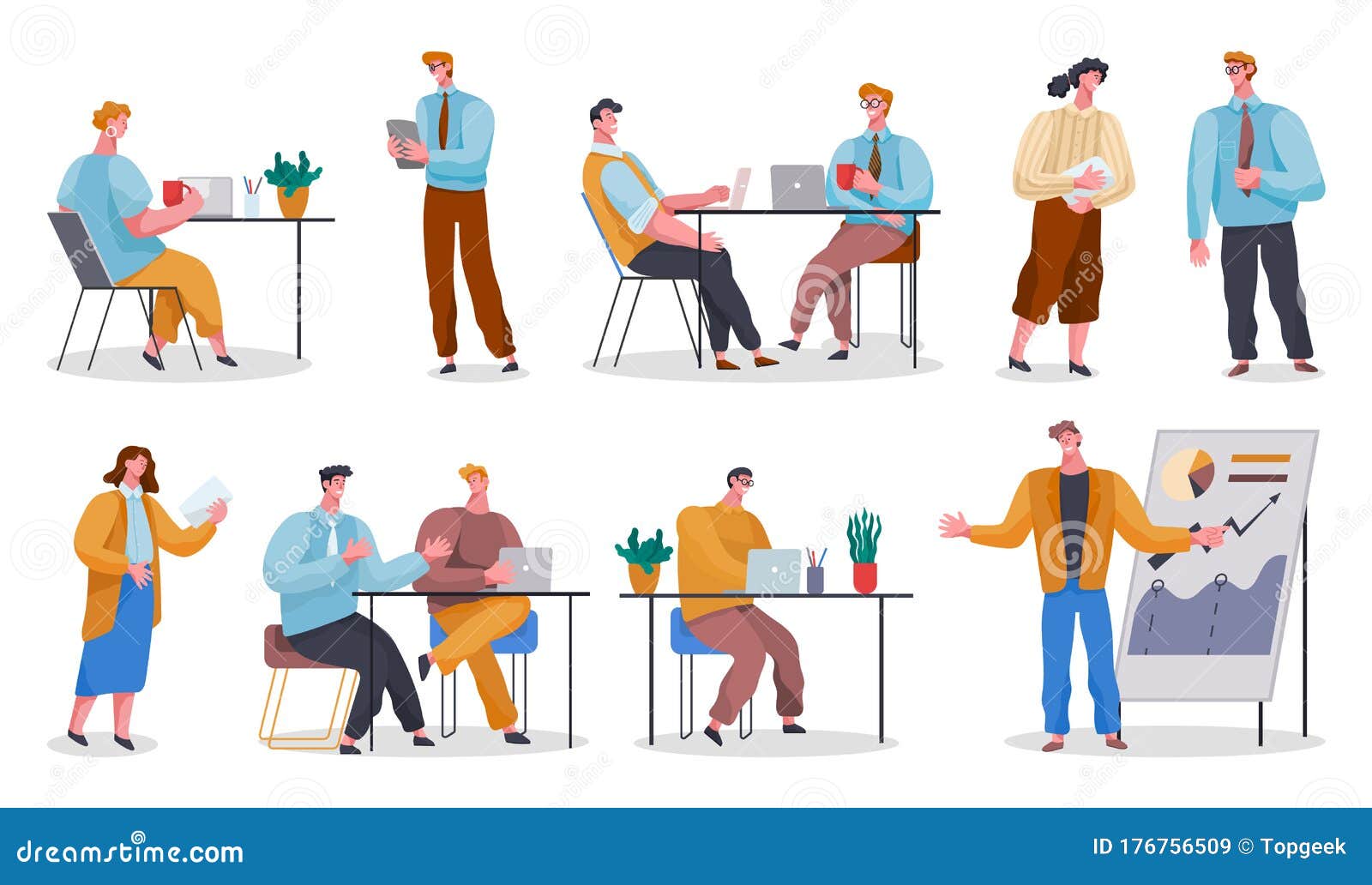 Werktekens Voor Kantoorpersoneel Vector Illustratie - Illustration Of Bedrijf, Zaken: 176756509