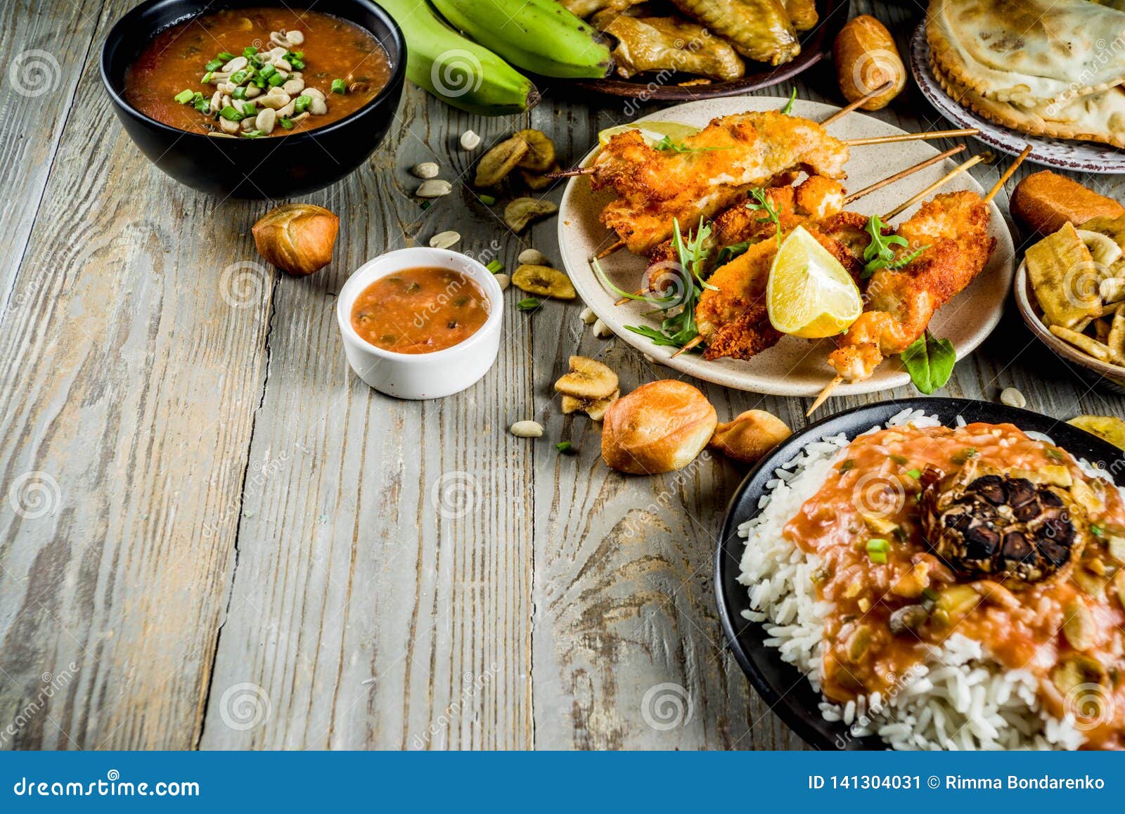 West African Food Assortment Stock Image - Image of beef, jollof: 141304031