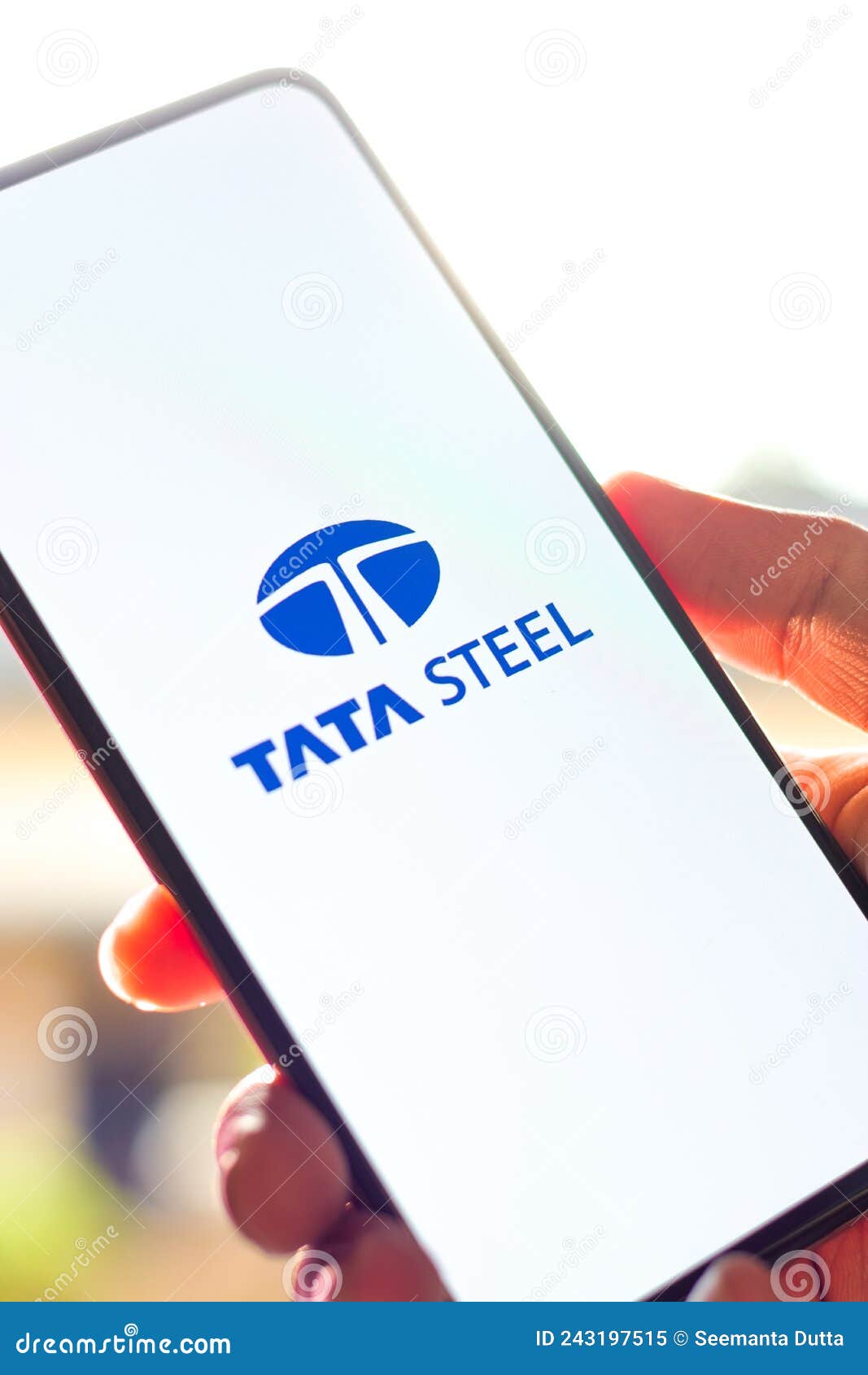 Smartphone with website of Indian steelmaking company Tata Steel