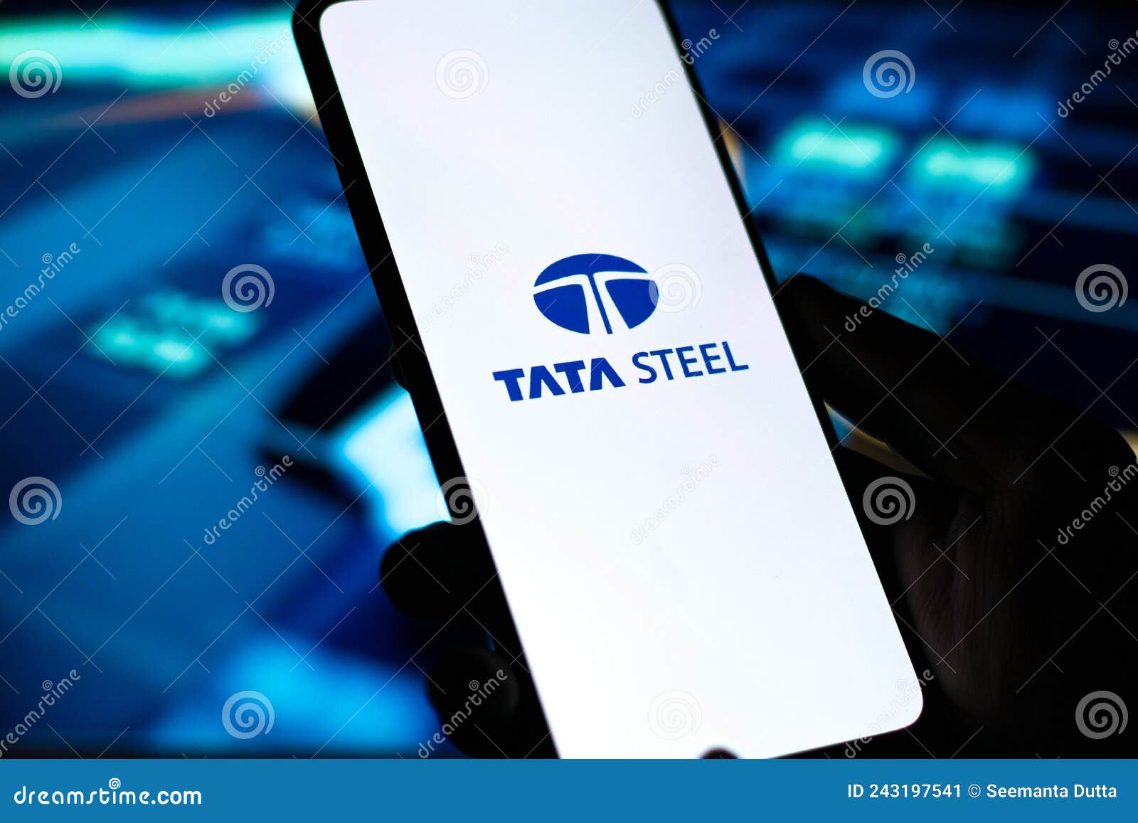 Smartphone with website of Indian steelmaking company Tata Steel