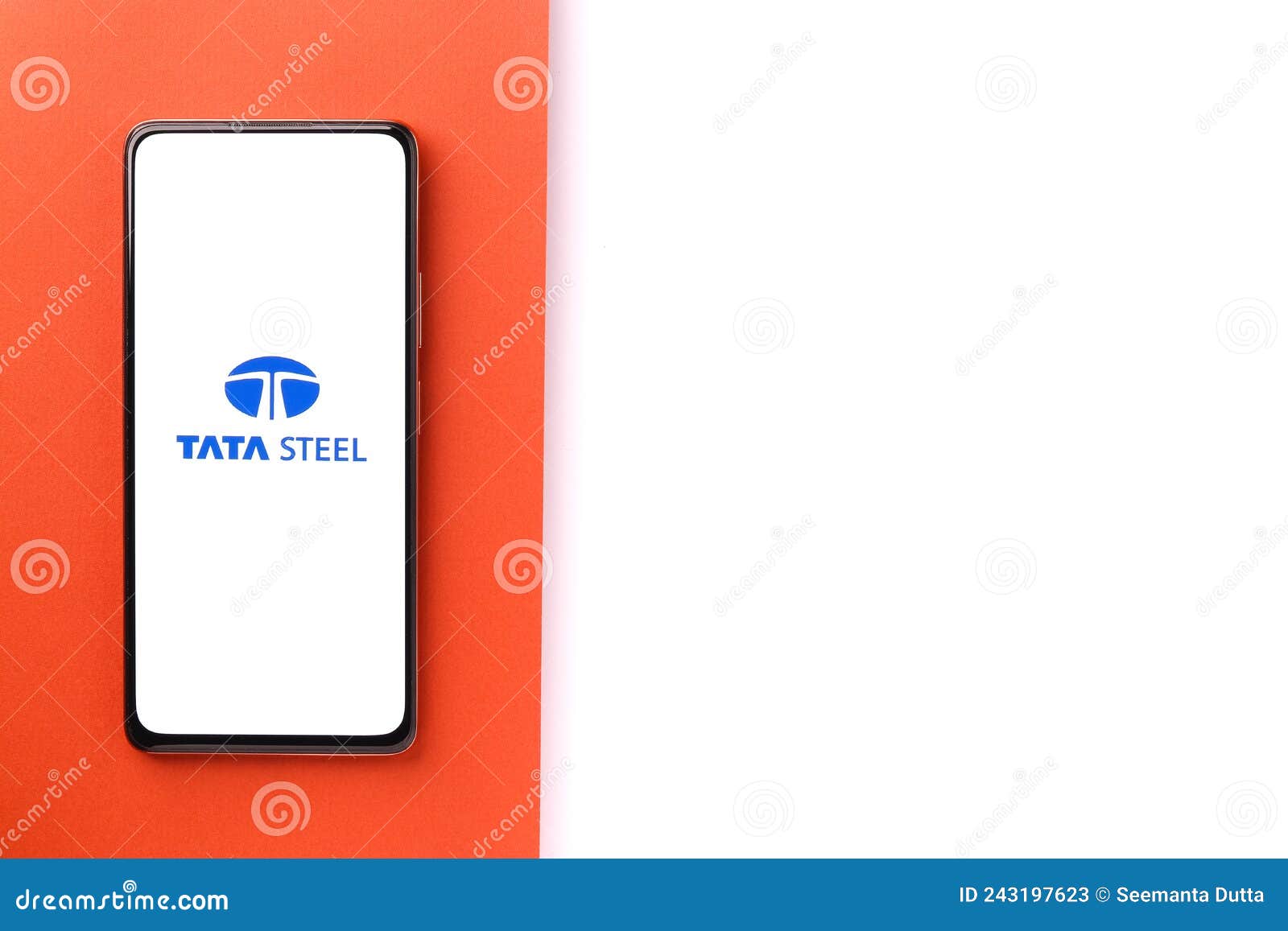 West Bangal, India - October 09, 2021 : Tata steel logo on phone