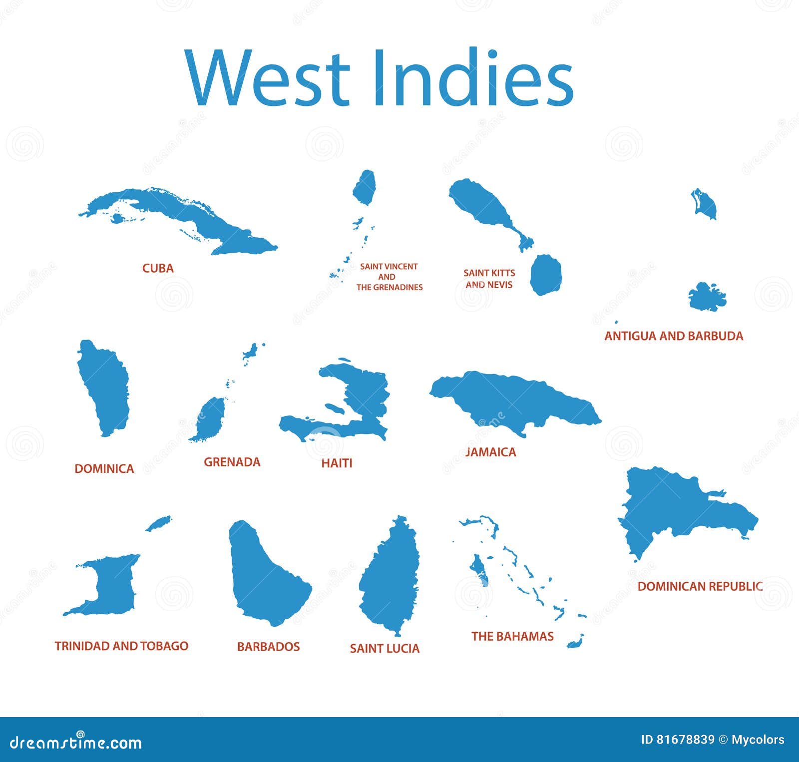 west indies - maps of countries - 