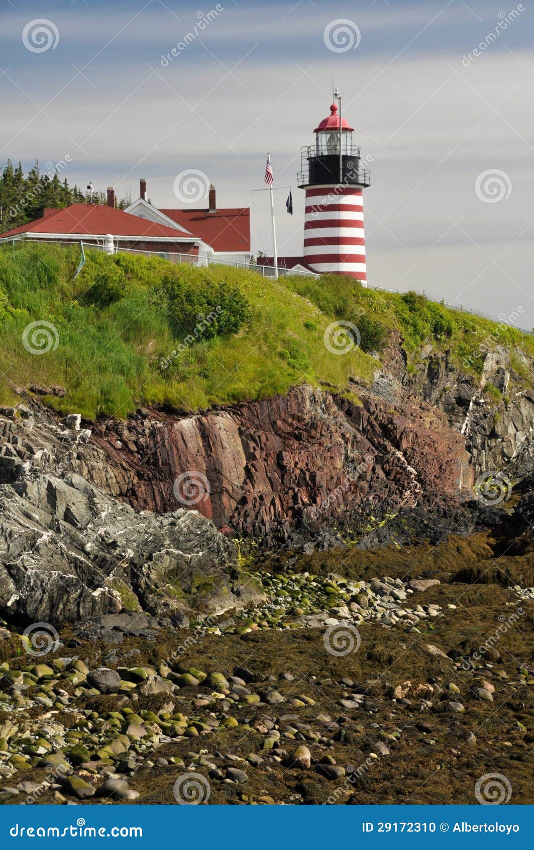 West Quoddy Head Lighthouse, Maine. USA Stock Photo Image of cliff