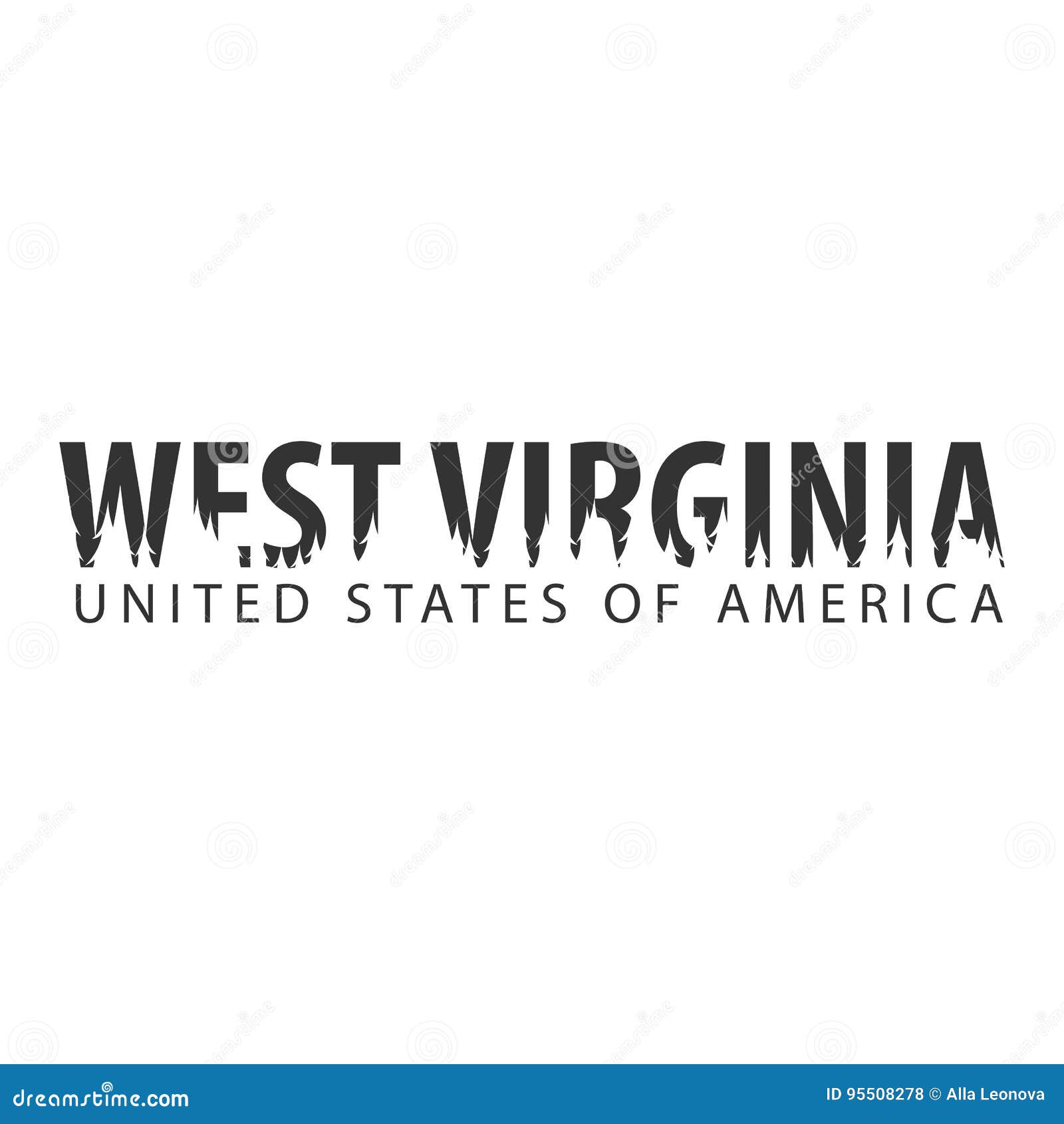 west virginia. usa. united states of america. text or labels with silhouette of forest.