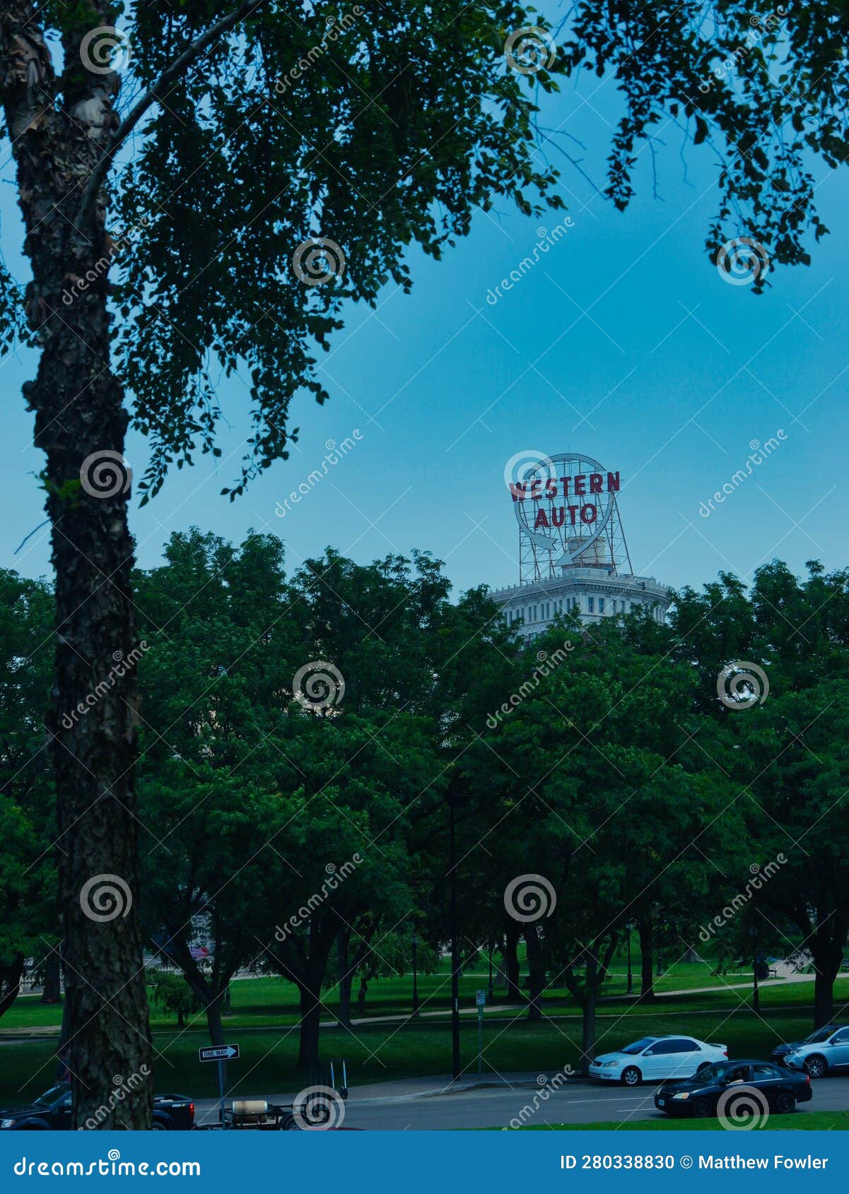 Western Auto Lofts Building through Trees Editorial Image Image of