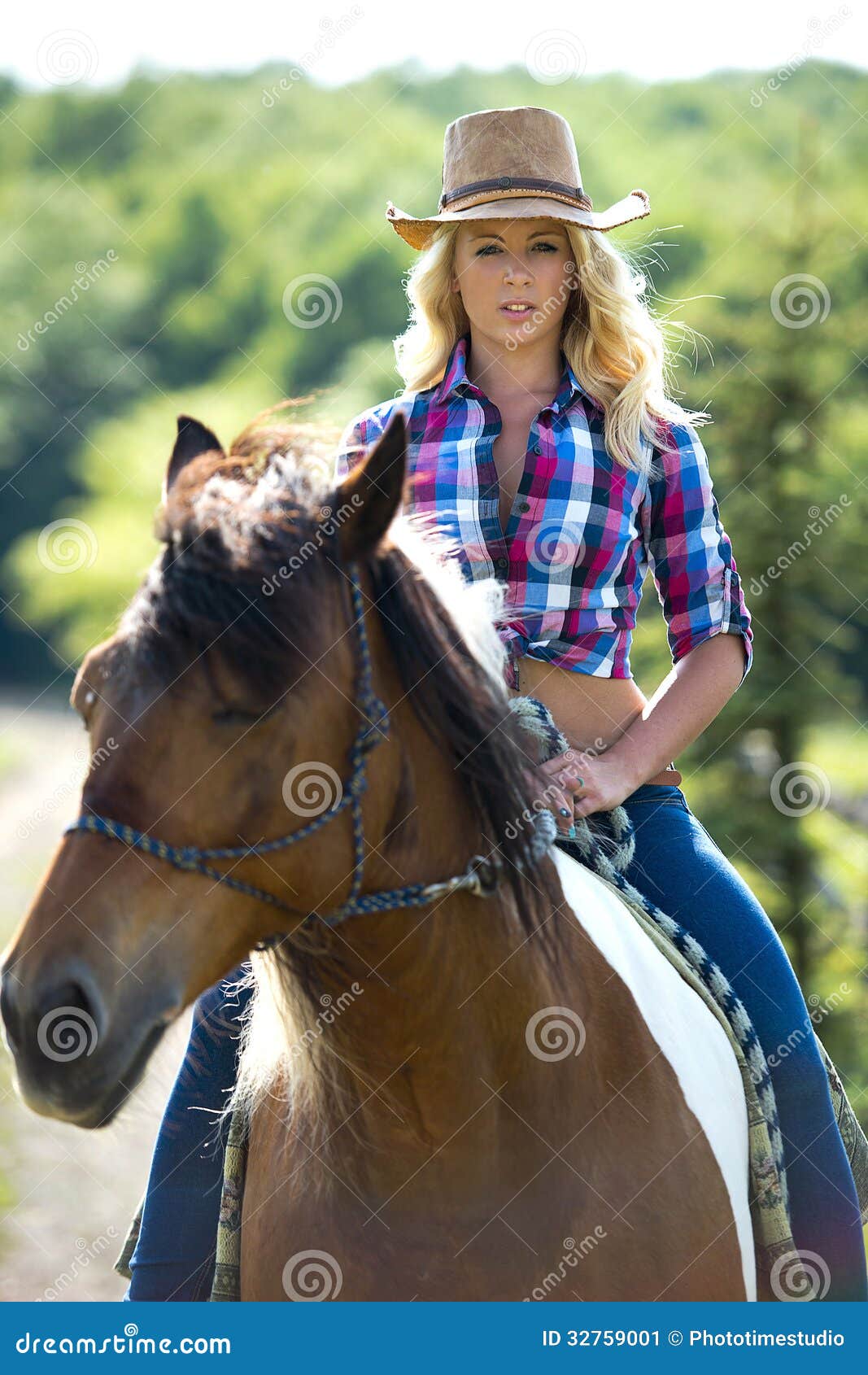 Western Beauty On Horse Stock Image