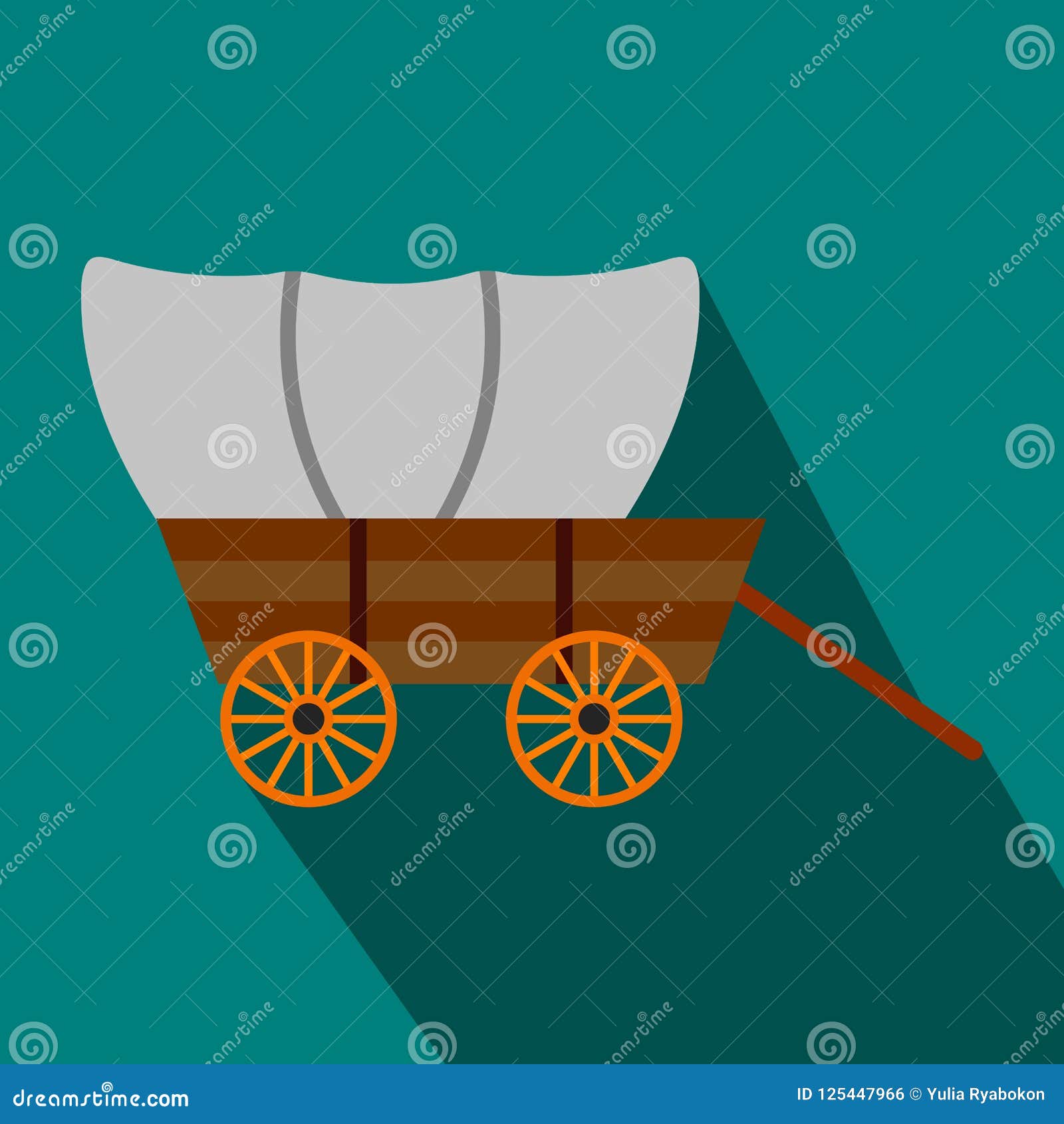 Western Covered Wagon Flat Icon Stock Illustration Illustration of