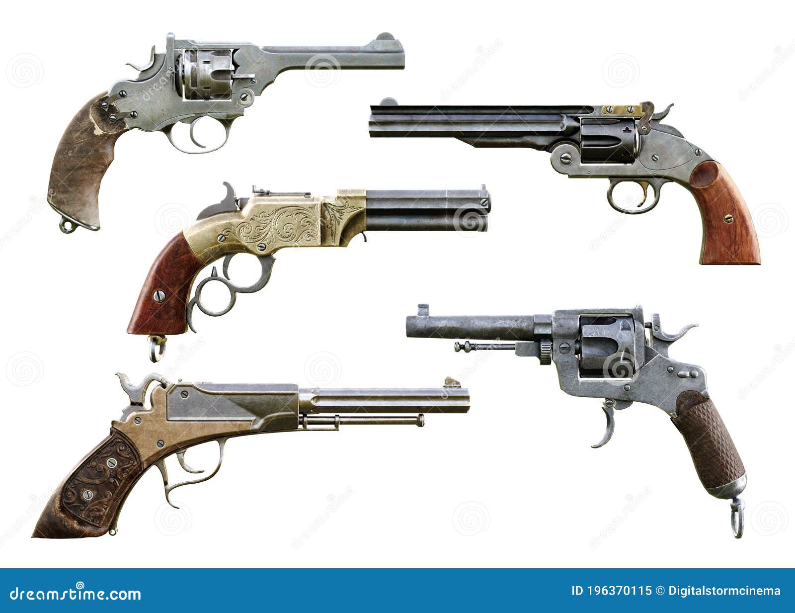 Western Cowboy Gun Pistol Revolver Woodcut Style Stock Vector