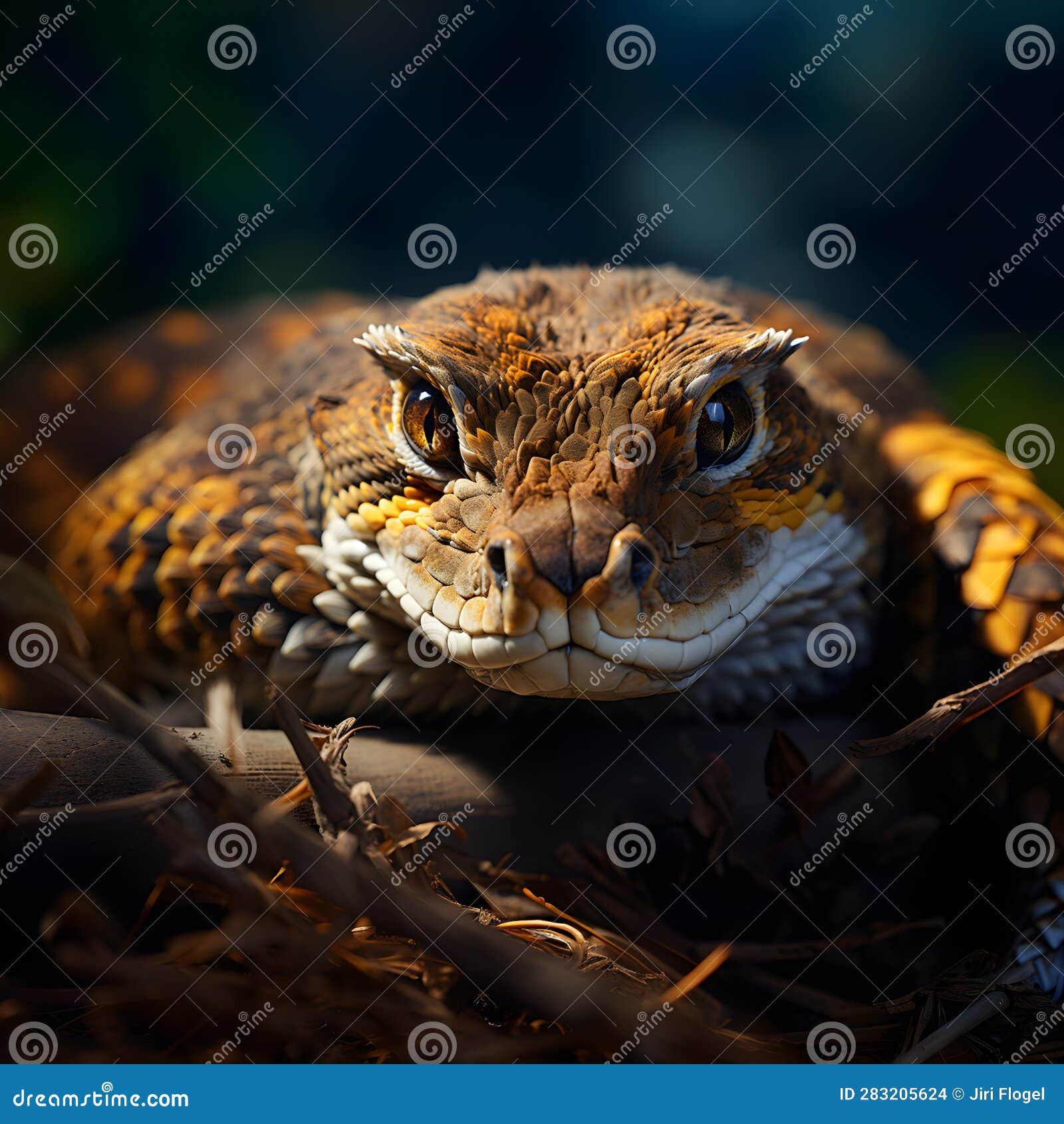 Western Diamondback Rattlesnake Ready To Attack AI Generated Stock