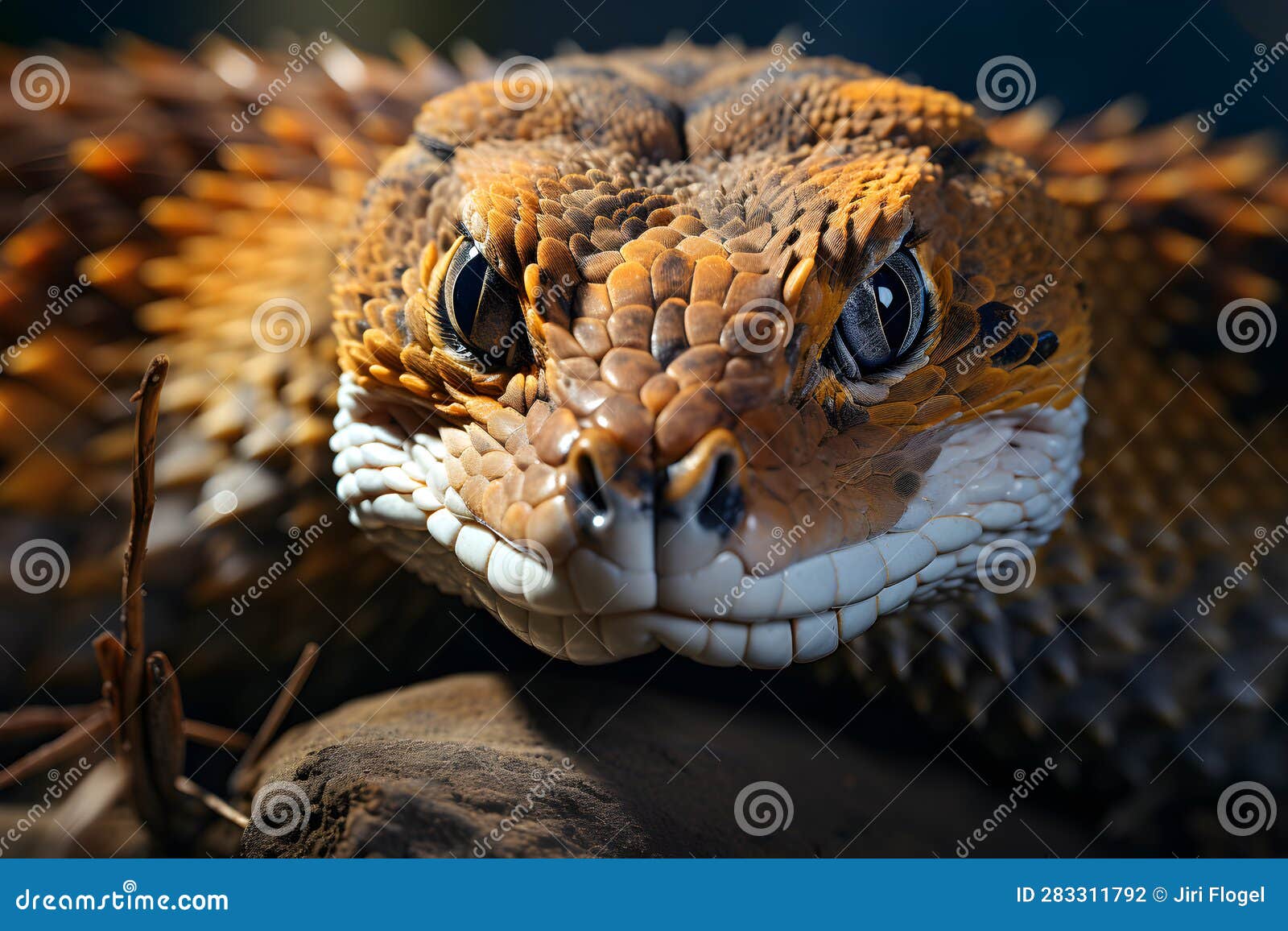 Western Diamondback Rattlesnake Ready To Attack AI Generated Stock