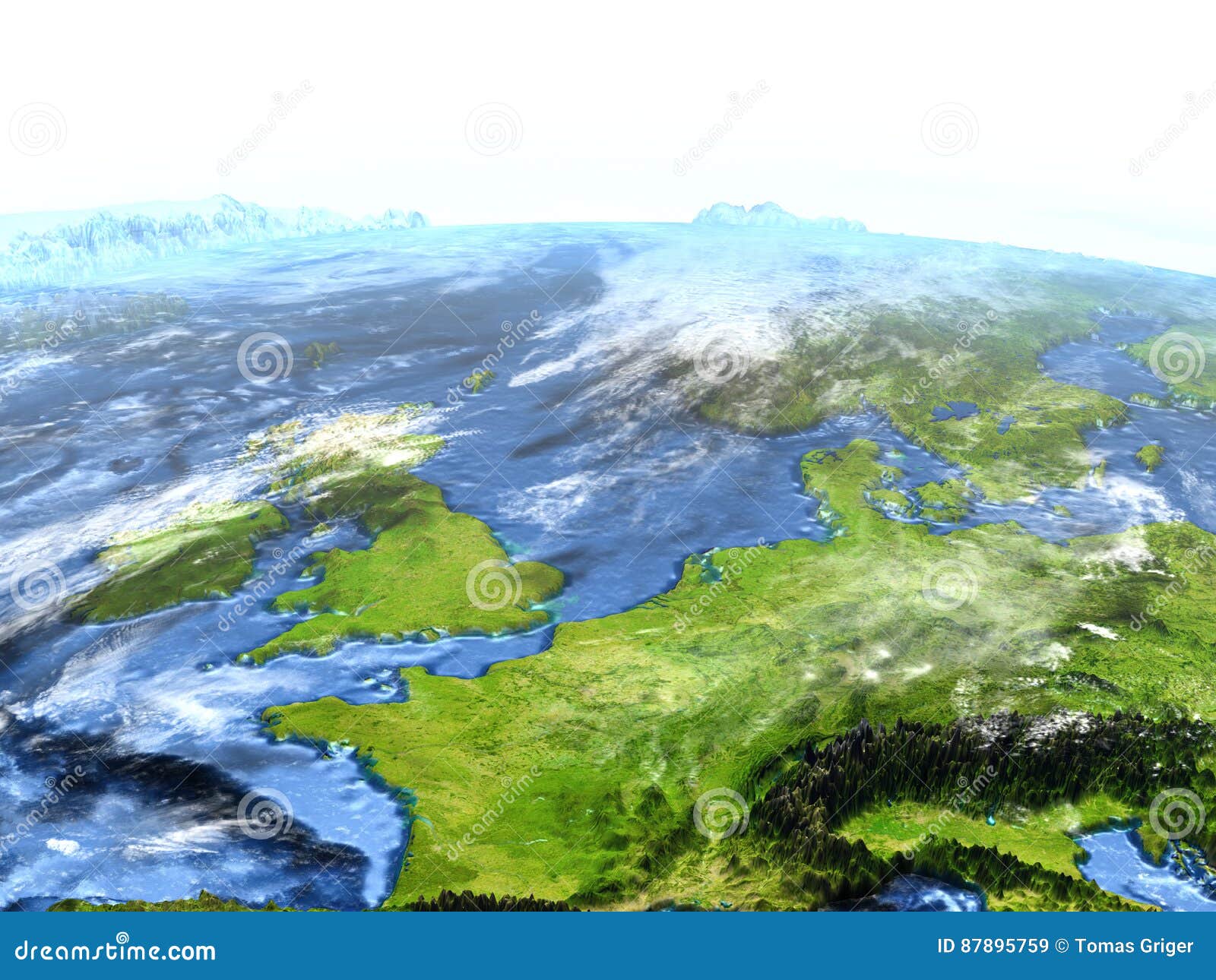 Western Europe On Earth Visible Ocean Floor Stock Illustration