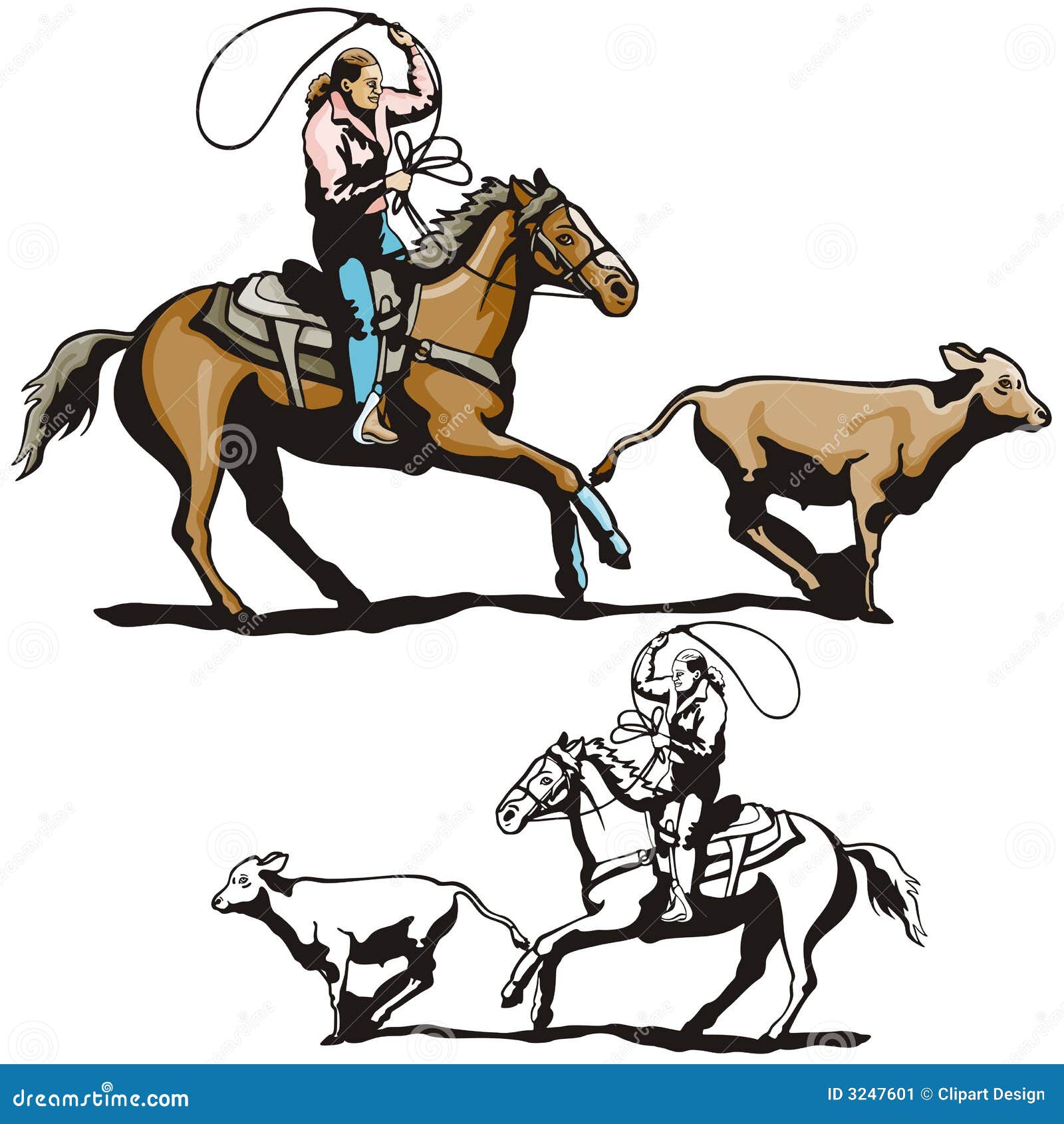 rodeo roping clipart