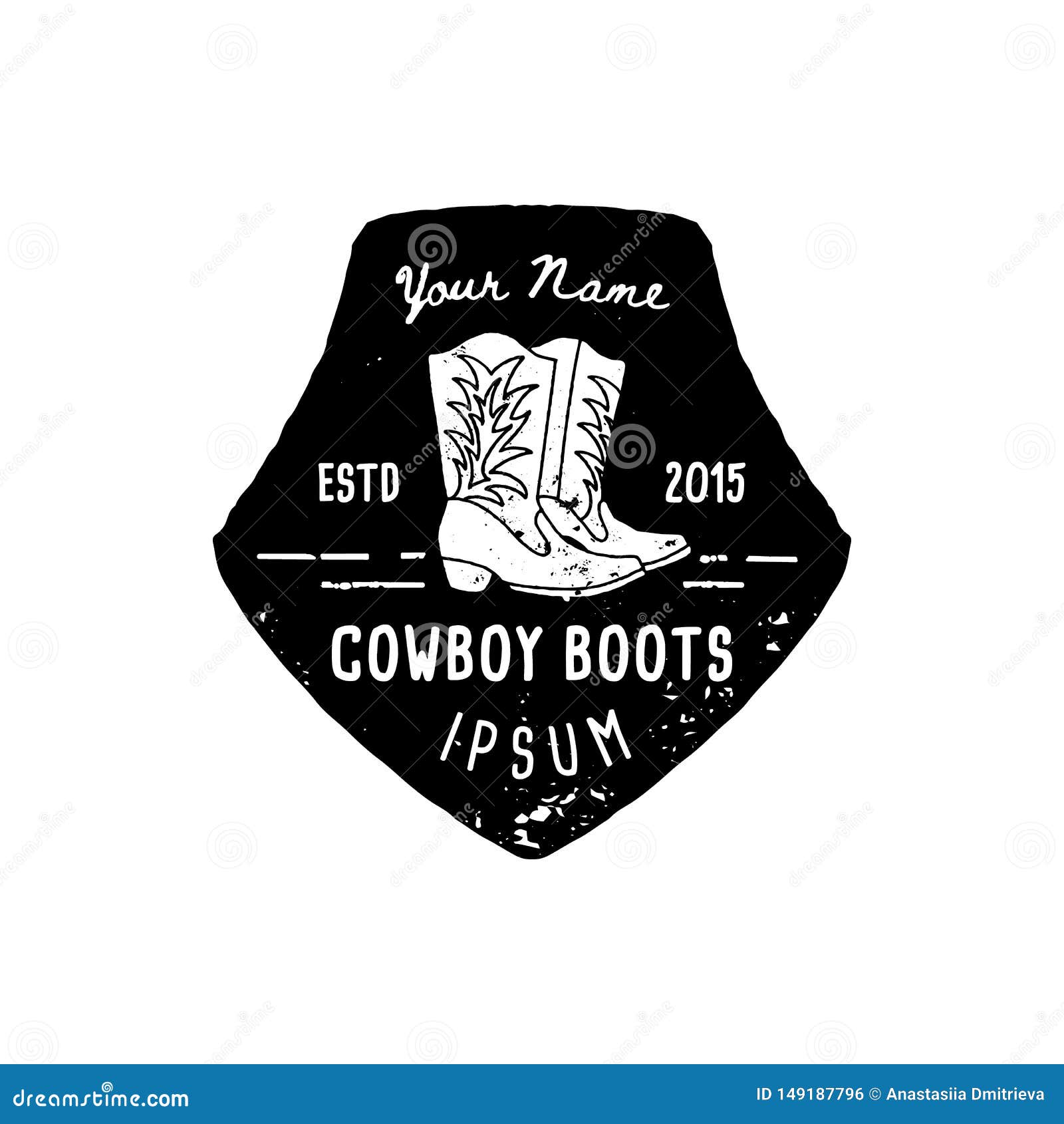 Western Logo Cowboy Boots Hand Draw Grunge Style. Wild West Symbol Sing ...