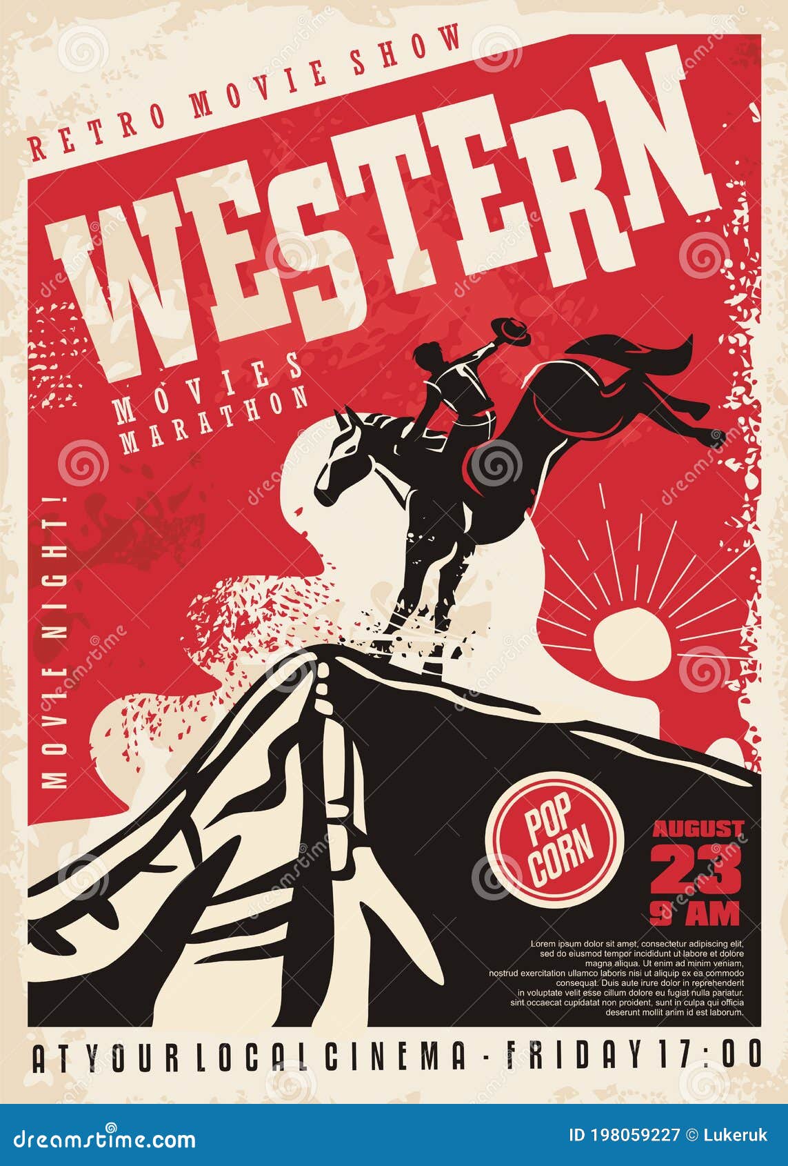 western movies poster template with cowboy riding the horse