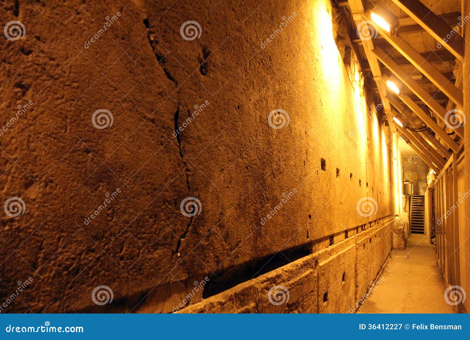western wall tunnel. 485 metres. the biggest stone - 510 long tons