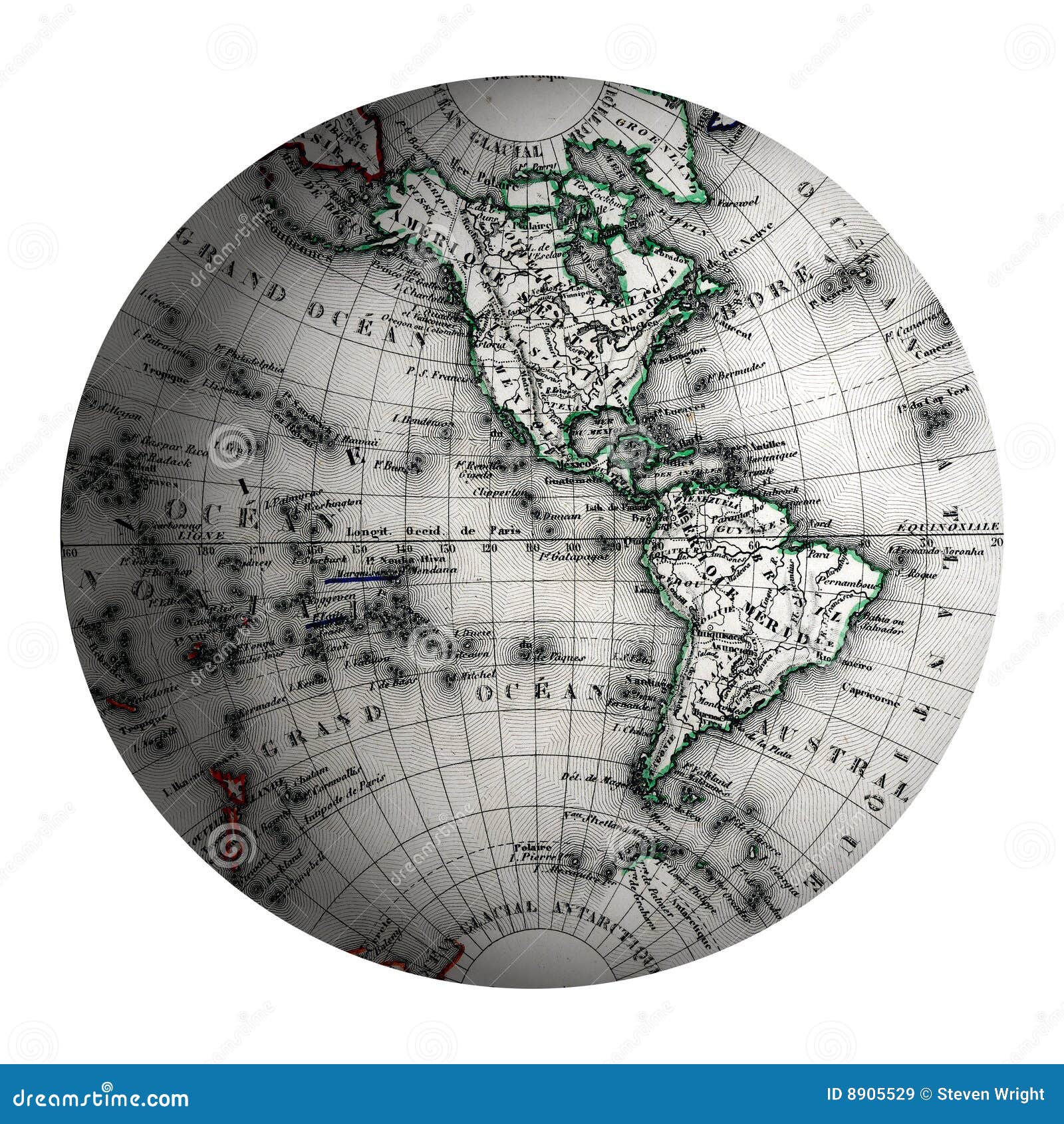 Westliche Hemisphäre-Welt. Ansicht des Nordens und des Südamerikas