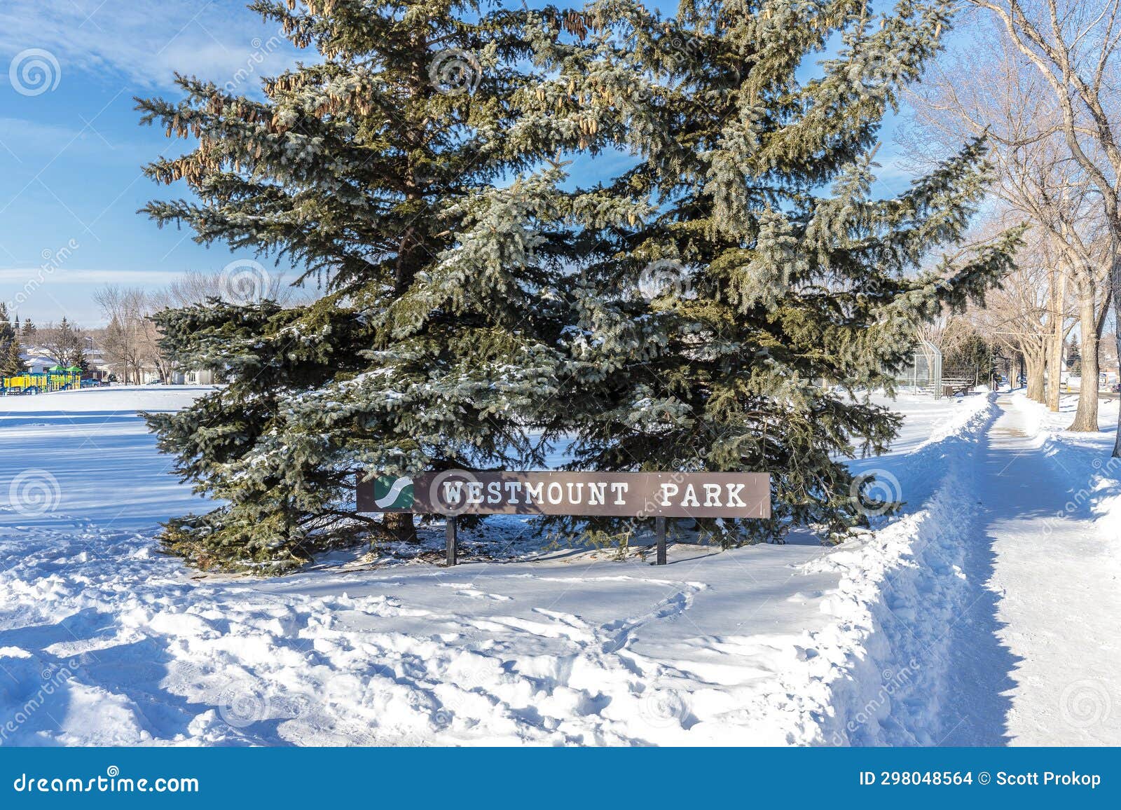 Westmount Park in Saskatoon, Canada Stock Photo Image of wood, grass