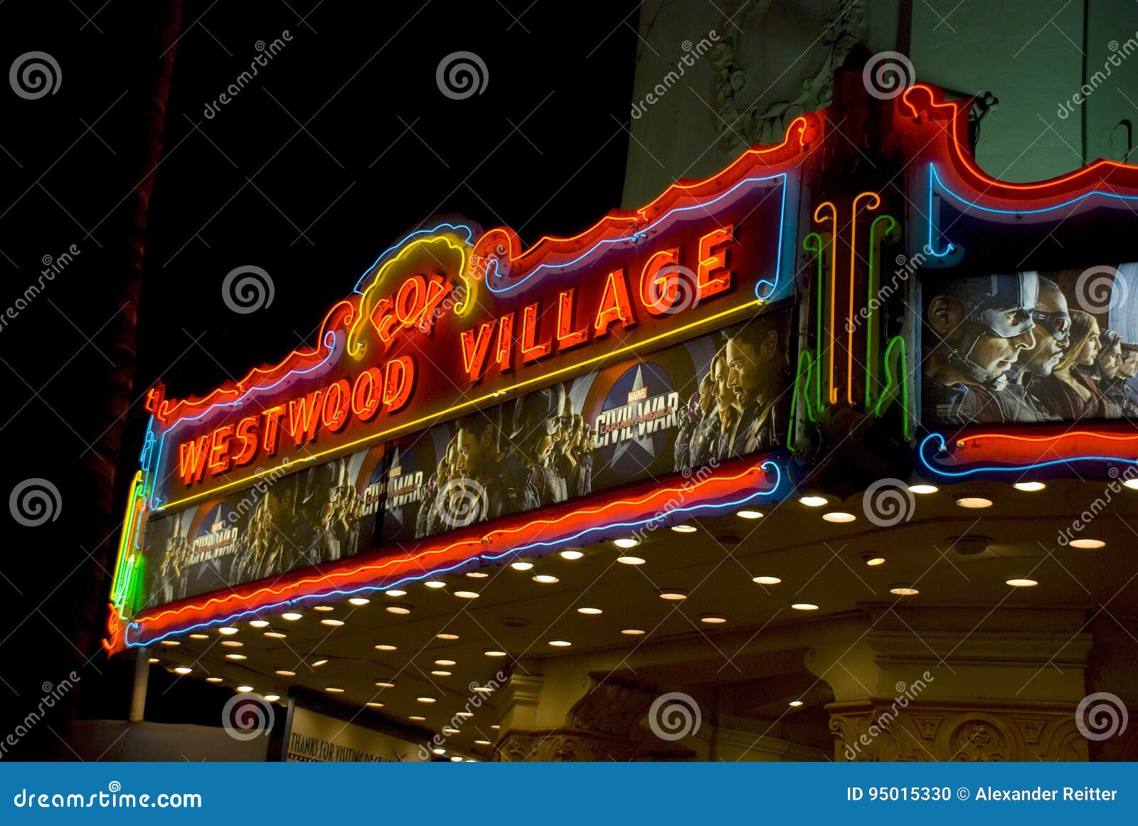 The Fox theater in Westwood Village at night Los Angeles