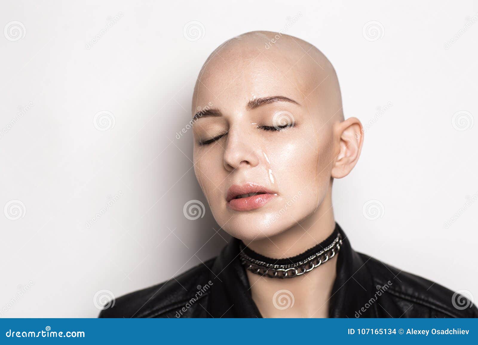 Wet bald woman stock photo. Image of baldness, hairless - 107165134