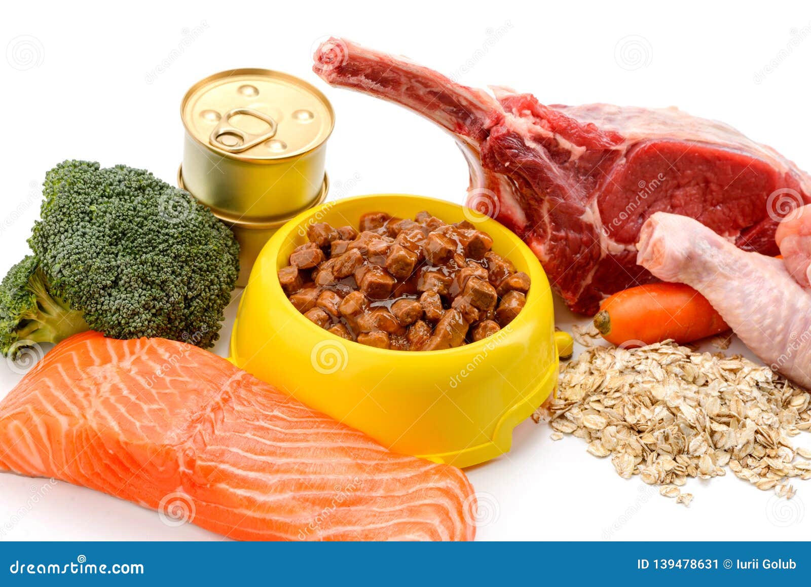 Wet Cat Food and Ingredients Stock Image - Image of canned, food: 139478631