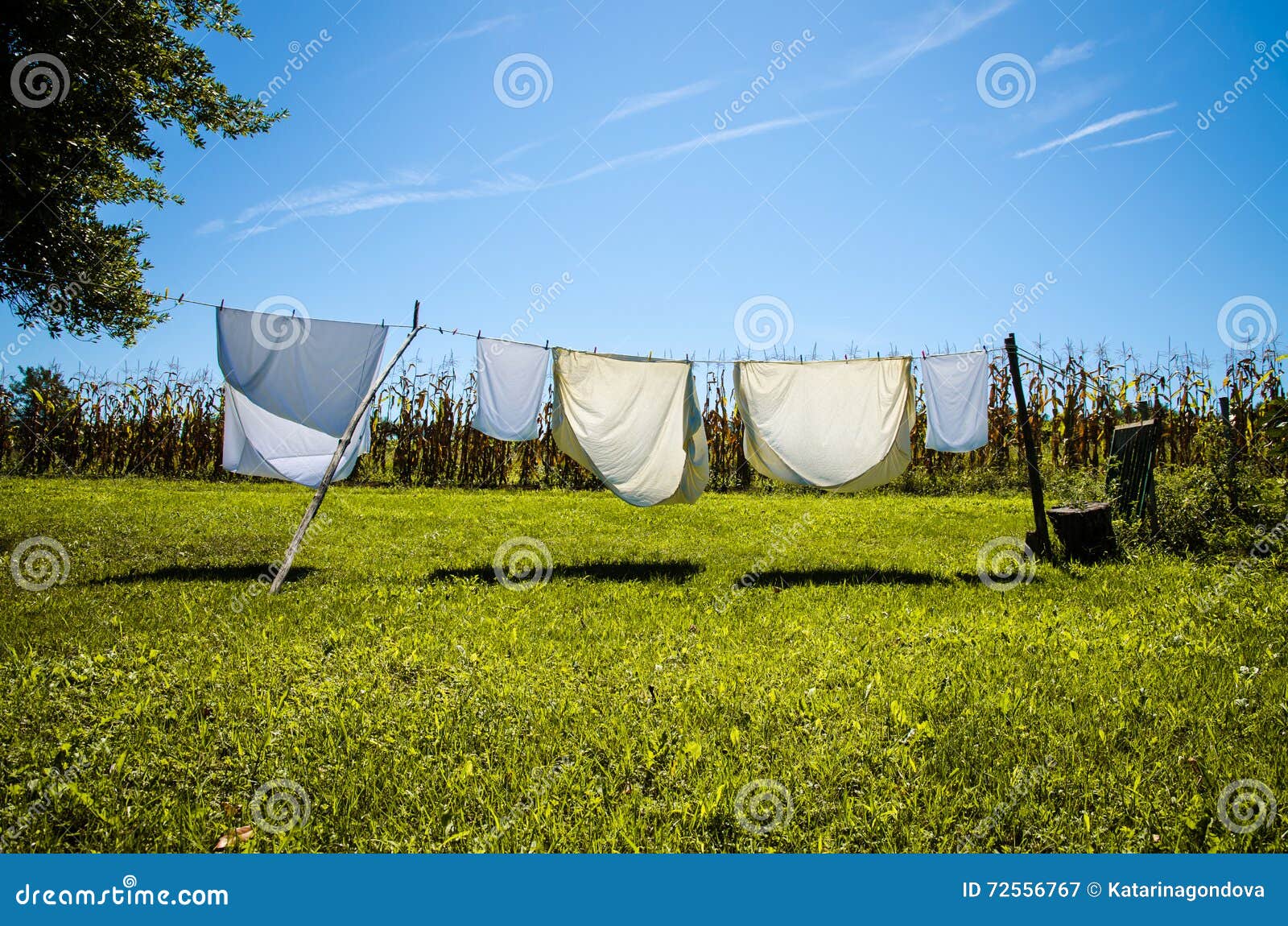 Wet Clothes in the Washing Line Stock Image Image of country, hanging 72556767