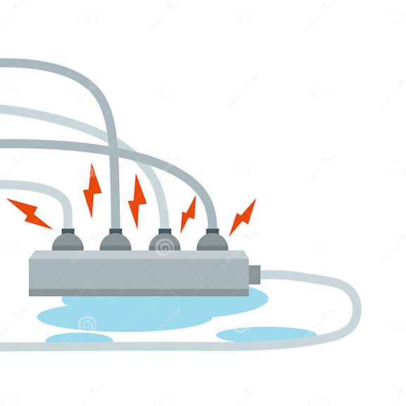 Wet Damaged Cables and Connectors. Stock Vector Illustration of