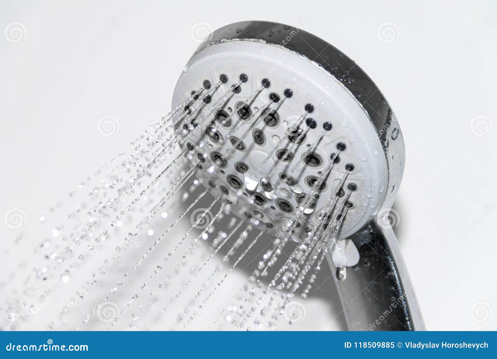 Wet Faucet in the Shower, Water Flows from the Shower Stock Image