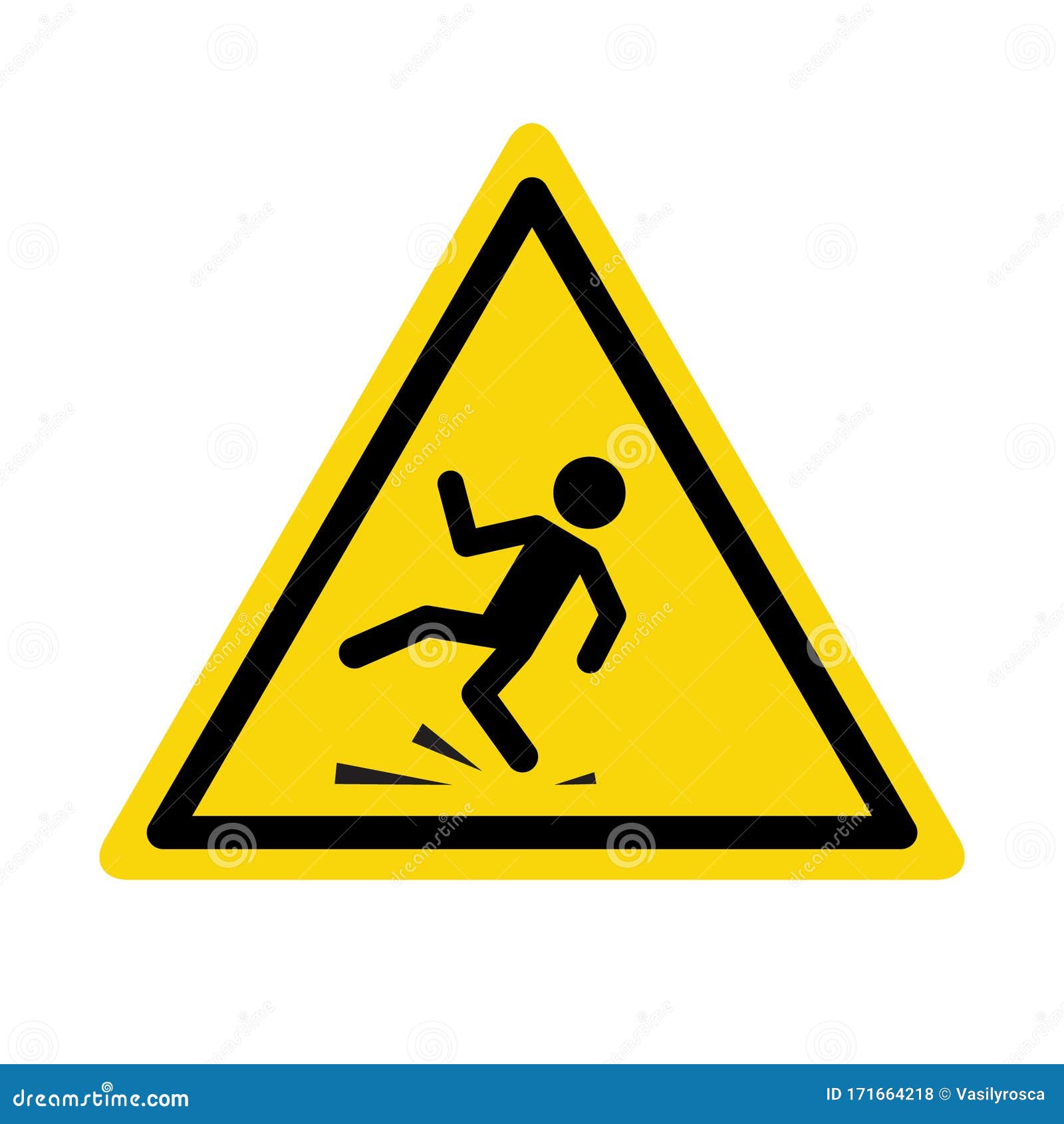 wet floor sign. safety yellow slippery floor warning icon  caution 