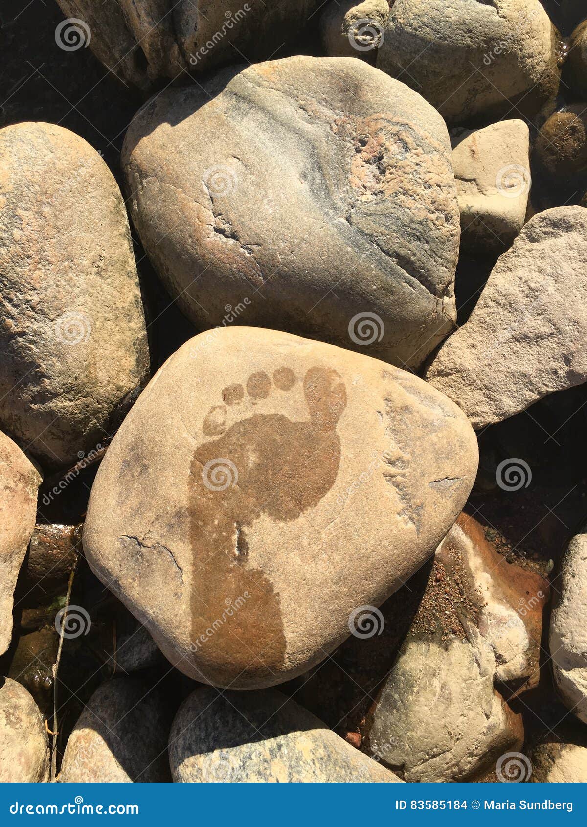 Wet footprint on stone stock photo. Image of wellness 83585184