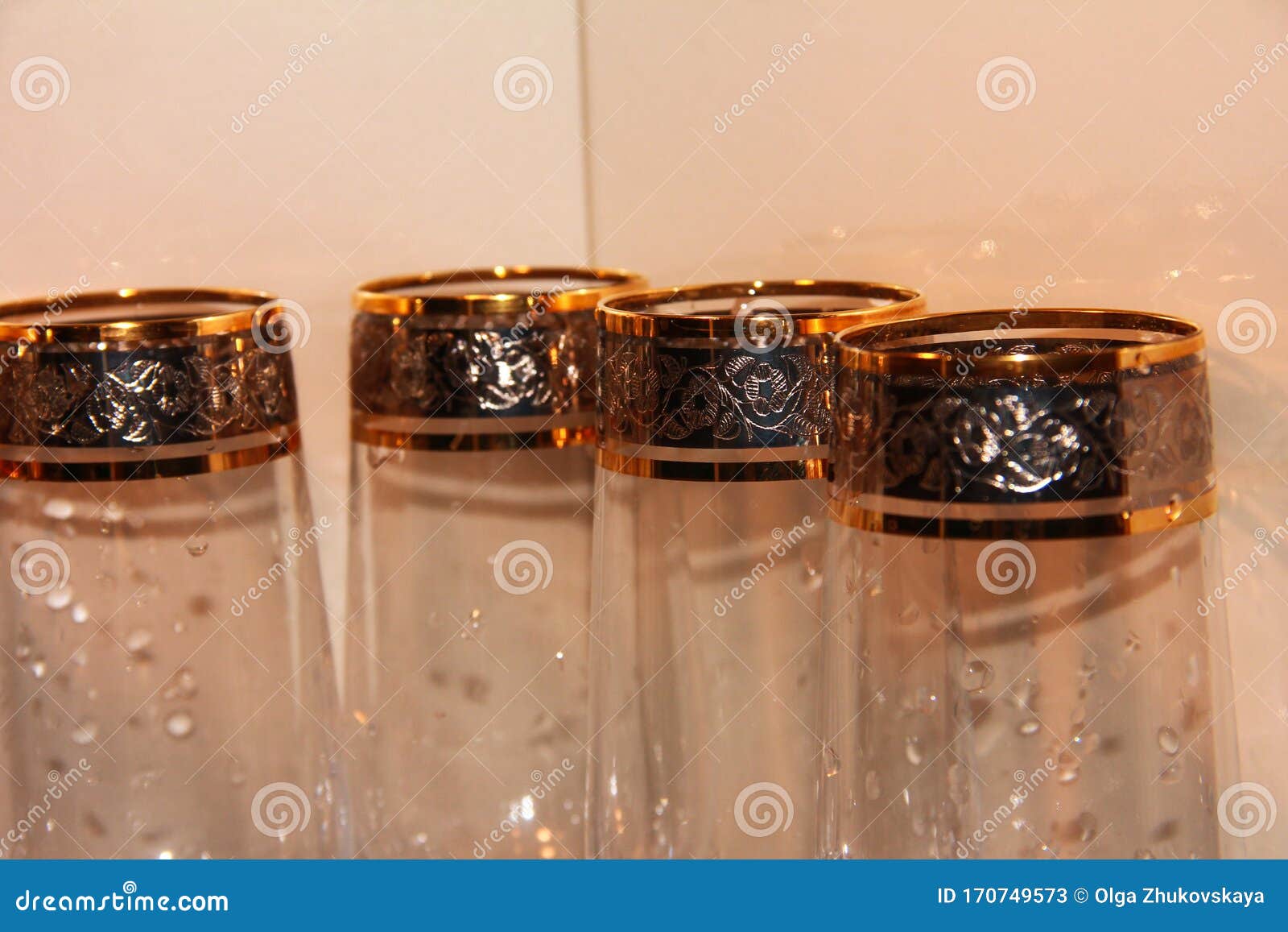 crystal glasses with gold trim