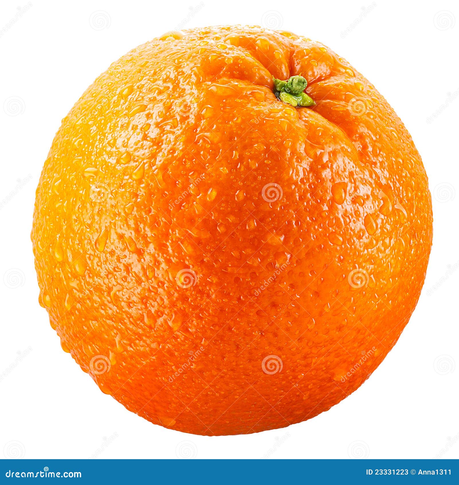 wet orange fruit  on white clipping path