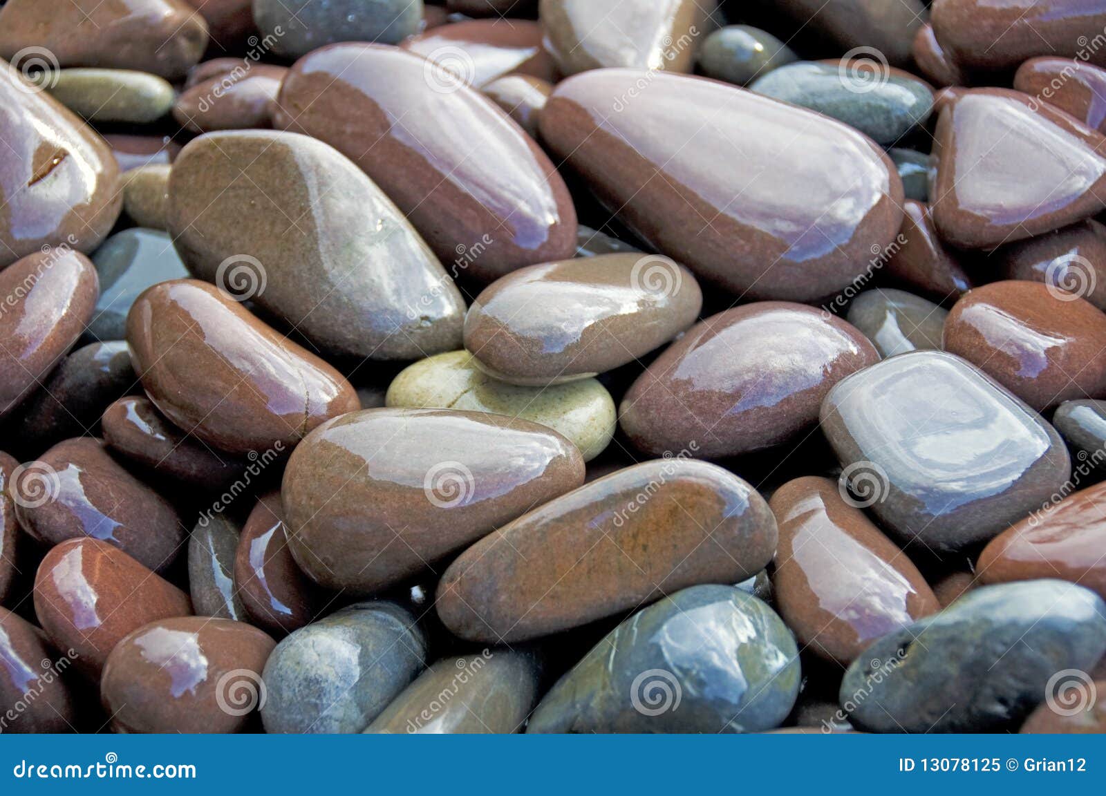 wet pebbles on beach