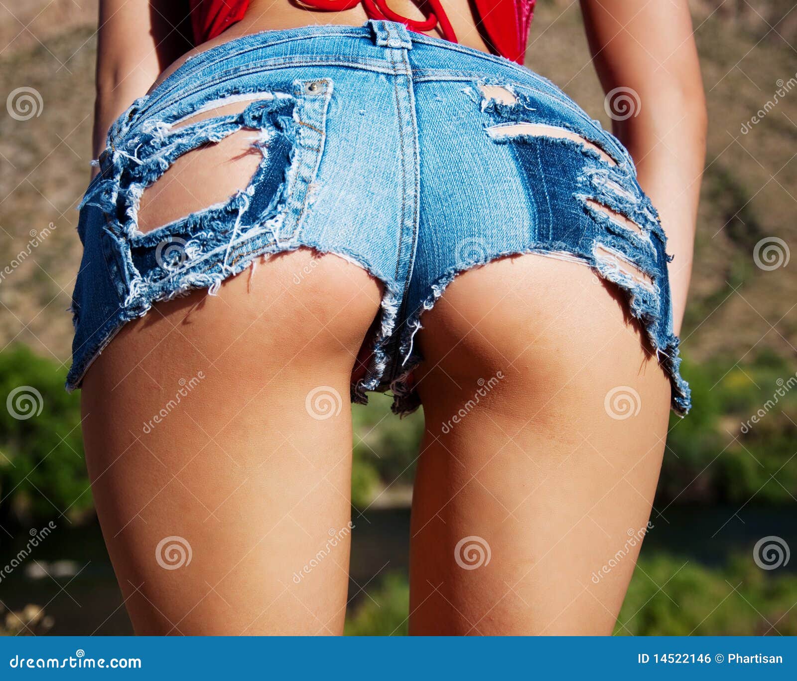 Wet Ripped Tiny Denim Booty Shorts Stock Photo - Image of seductive,  desire: 14522146