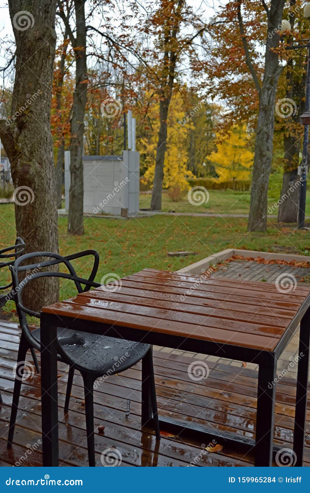 Table In A Cafe On A Rainy Day Table And Chair In A Cafe On A Rainy Day In