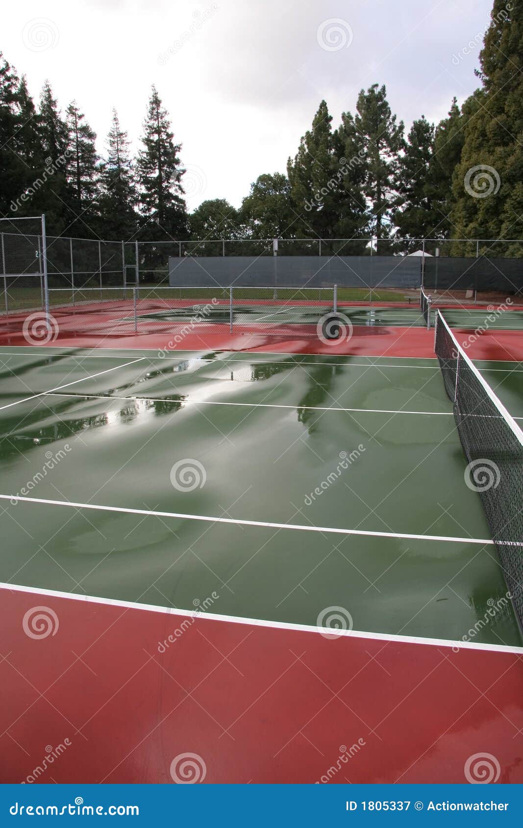 Wet Tennis Court After Rain Royalty Free Stock Photography Image 1805337