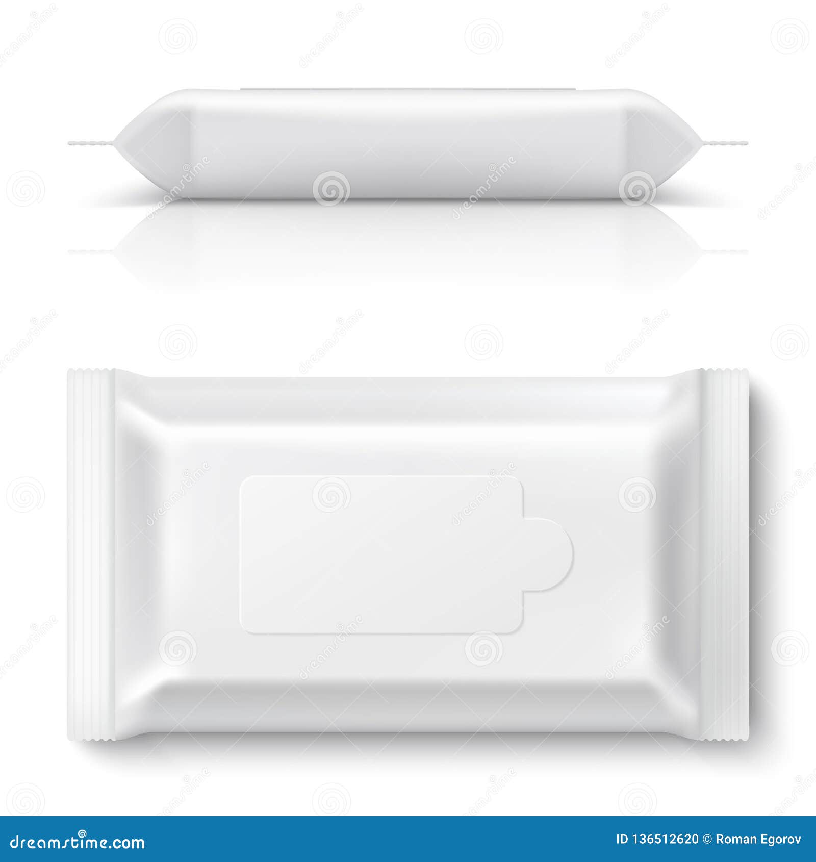 Download Wet Wipes Flow Pack. Realistic White Baby Wipe Packaging 3D Empty Blank Pillow Pack Mockup ...