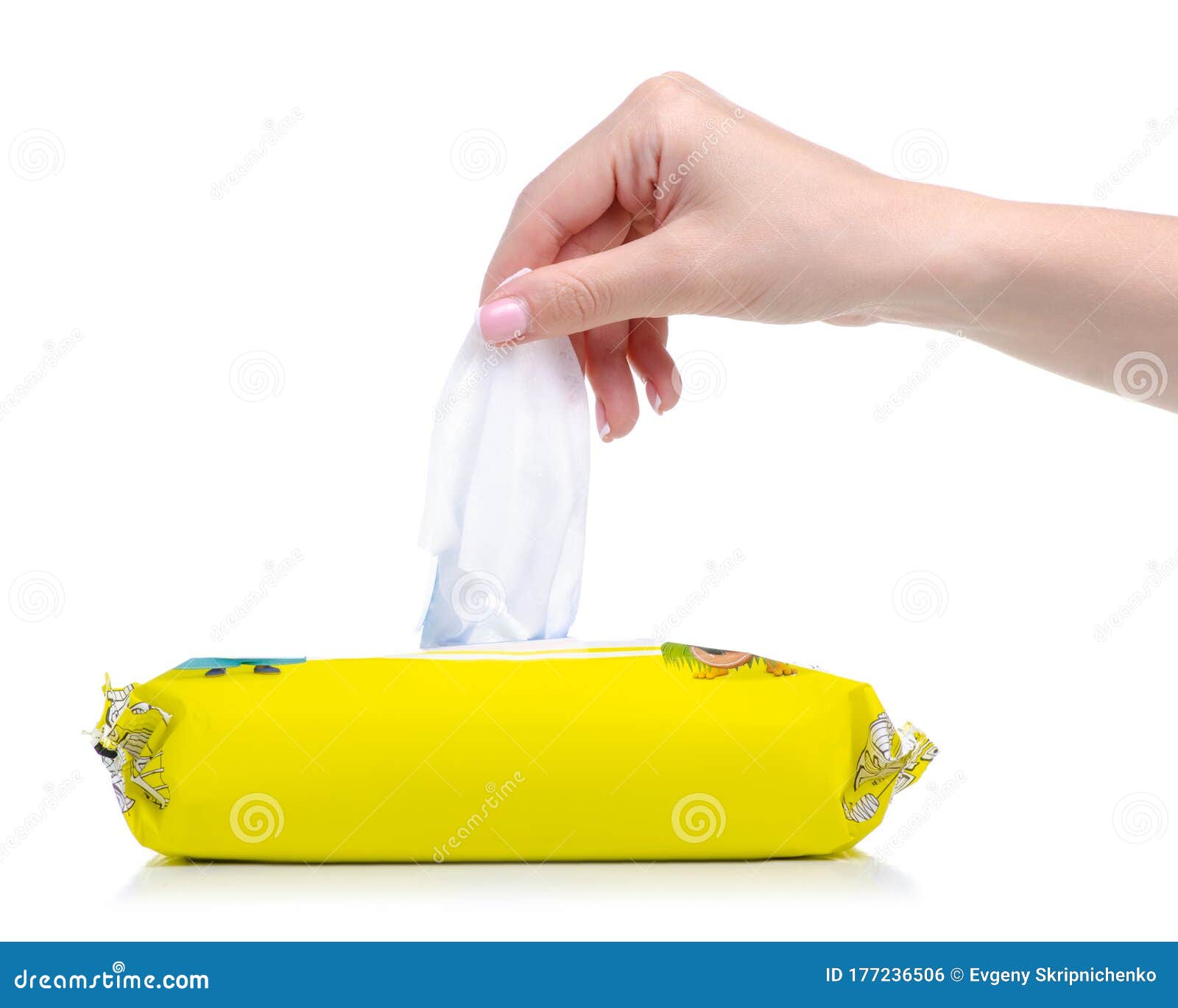 Wet wipes in hands pack stock photo. Image of antibacterial 177236506