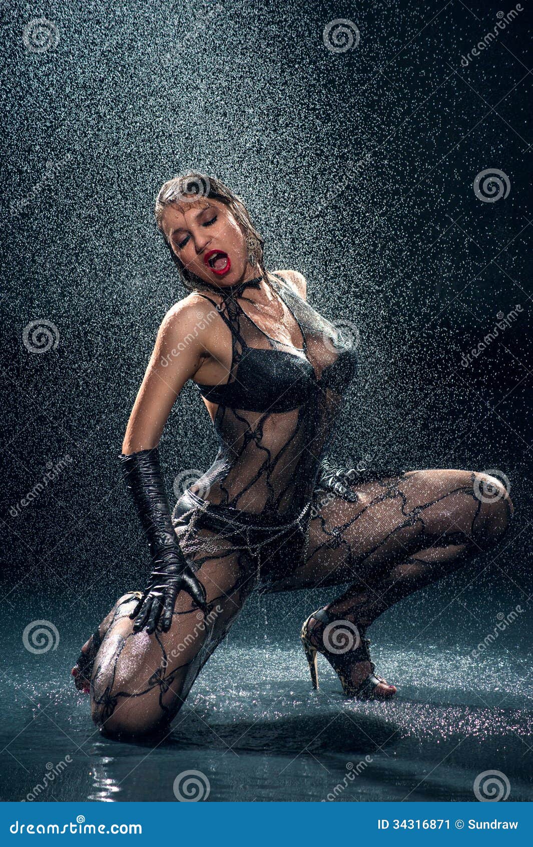 Wet Woman In Underwear Dancing Stock Image Ima