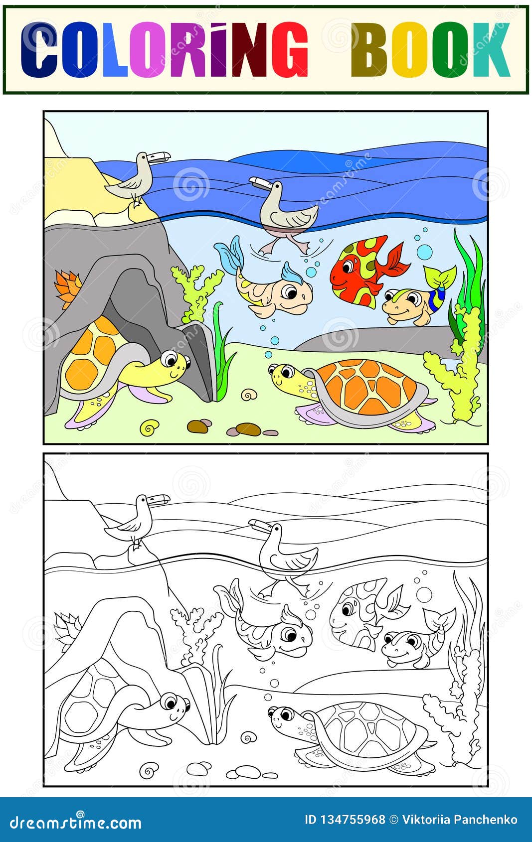 Download Wetland Landscape With Animals Coloring Book And Color Raster For Adults Stock Illustration Illustration Of Gorge Fish 134755968