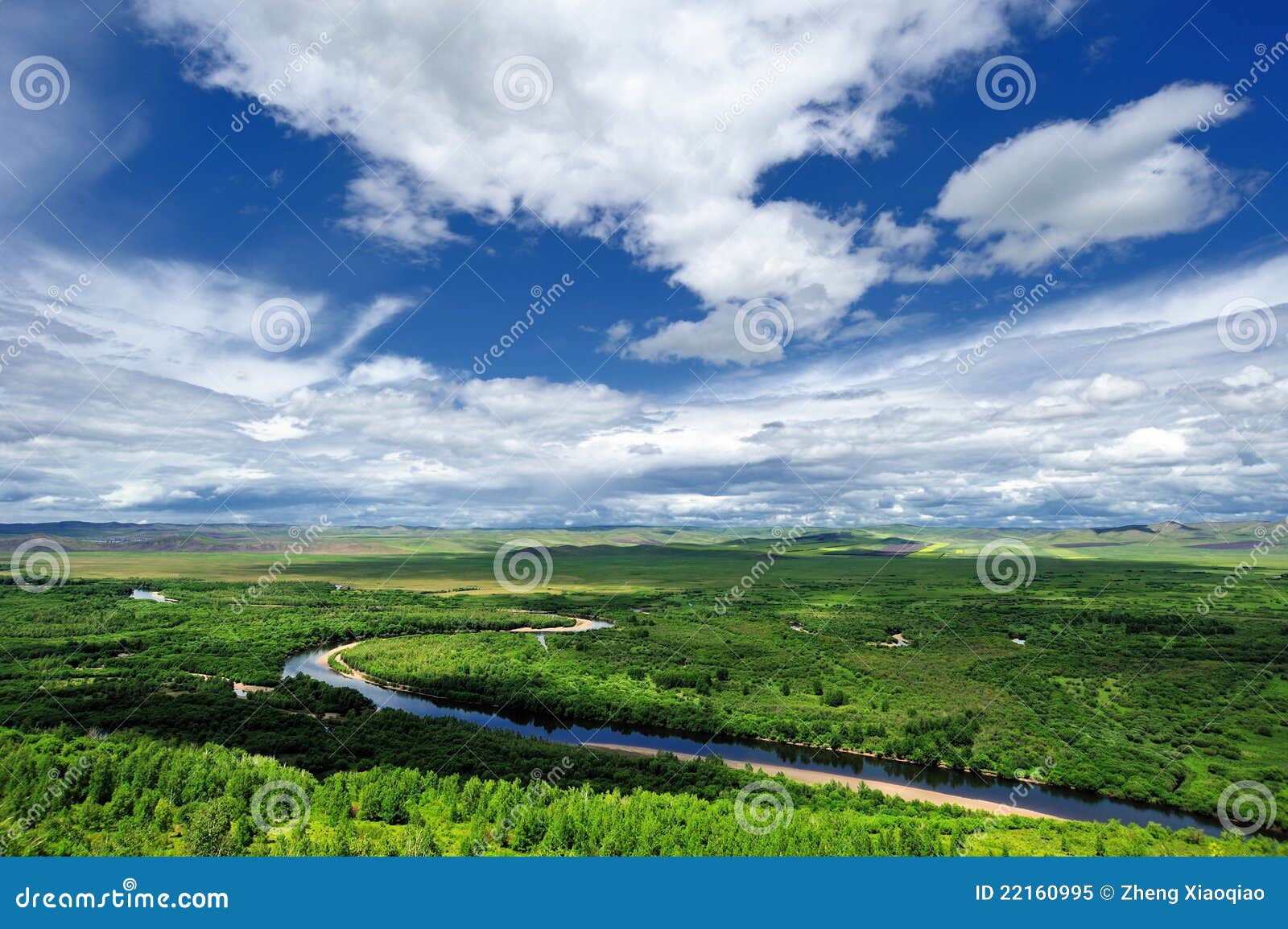 wetland, river and forest landscape