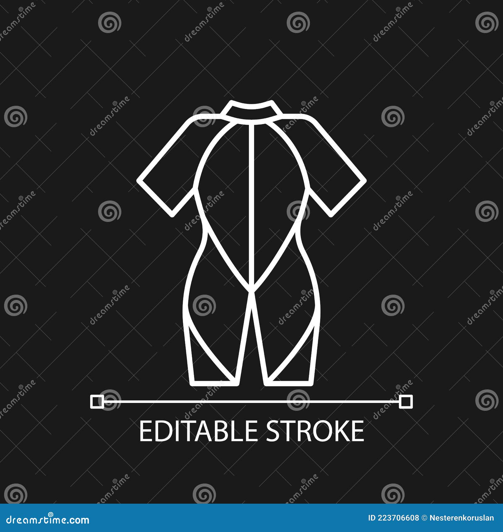 wetsuit white linear icon for dark theme