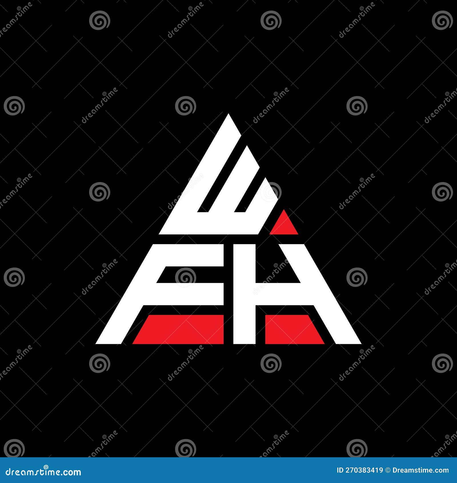 WFH Triangle Letter Logo Design with Triangle Shape. WFH Triangle Logo Design Monogram Stock