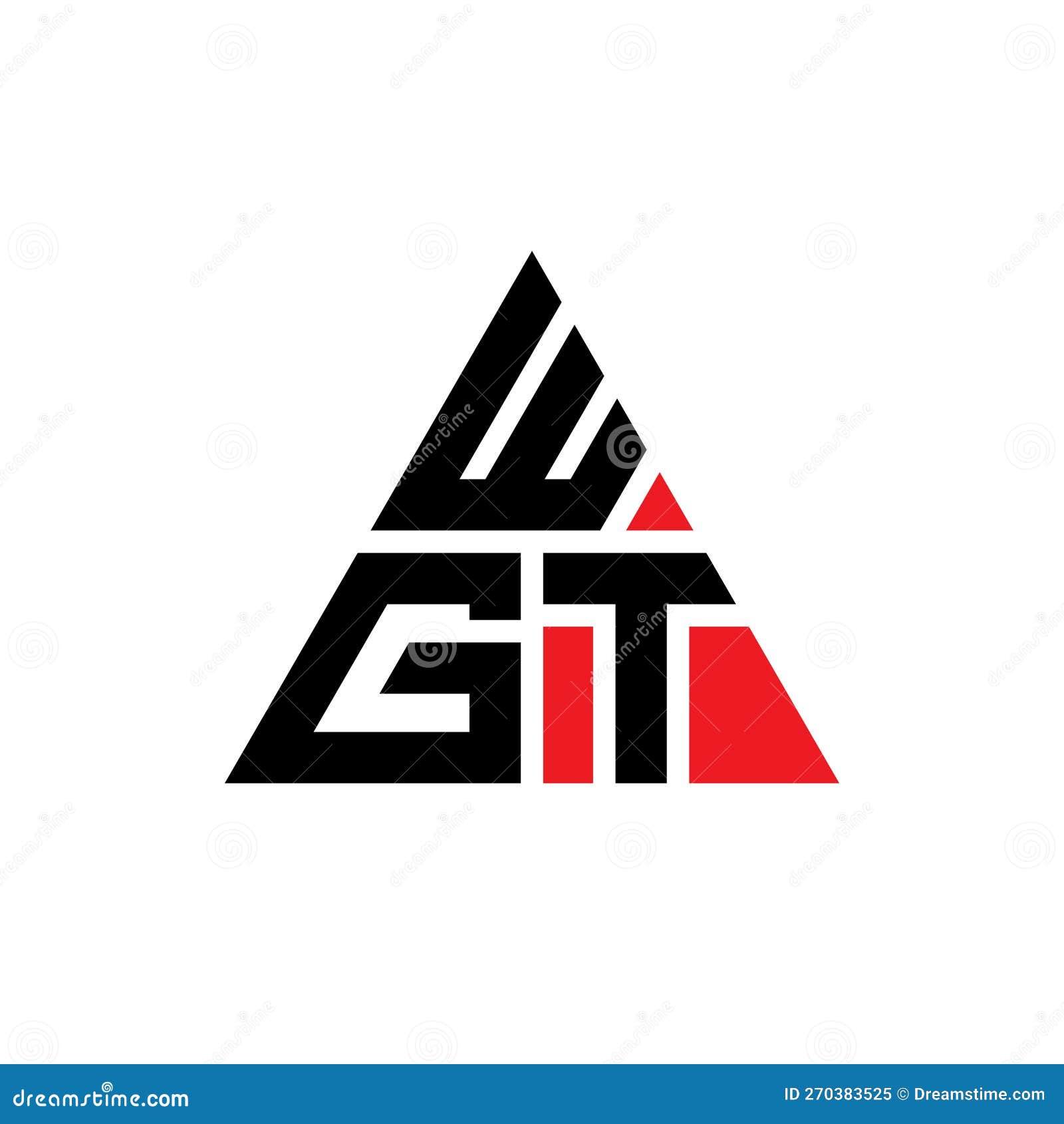 wgt triangle letter logo  with triangle . wgt triangle logo  monogram. wgt triangle  logo template with red