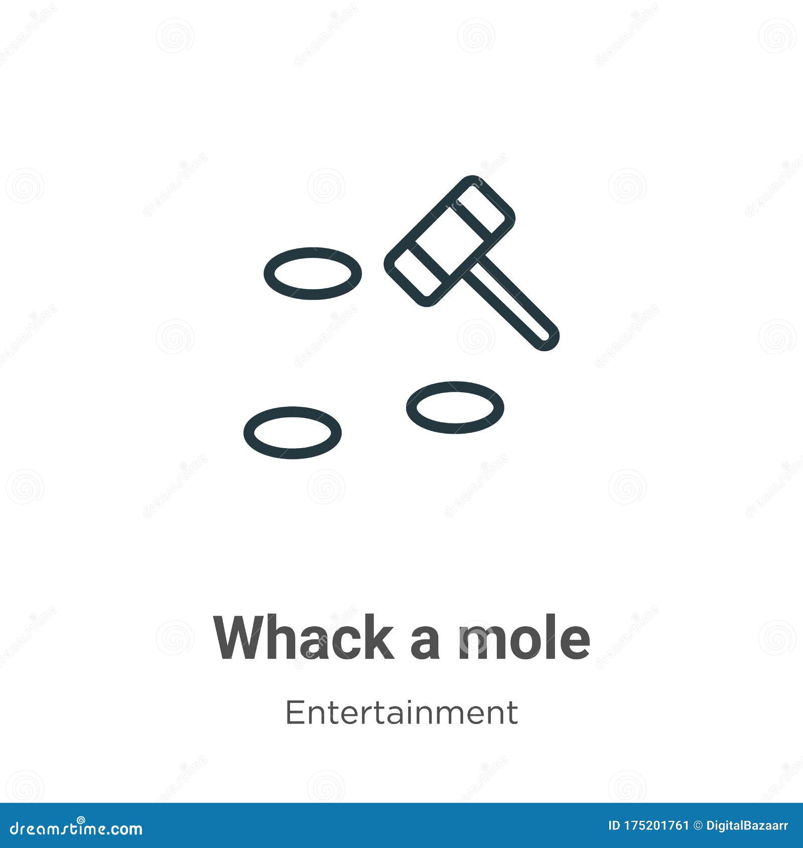whack a mole outline  icon. thin line black whack a mole icon, flat  simple   from editable
